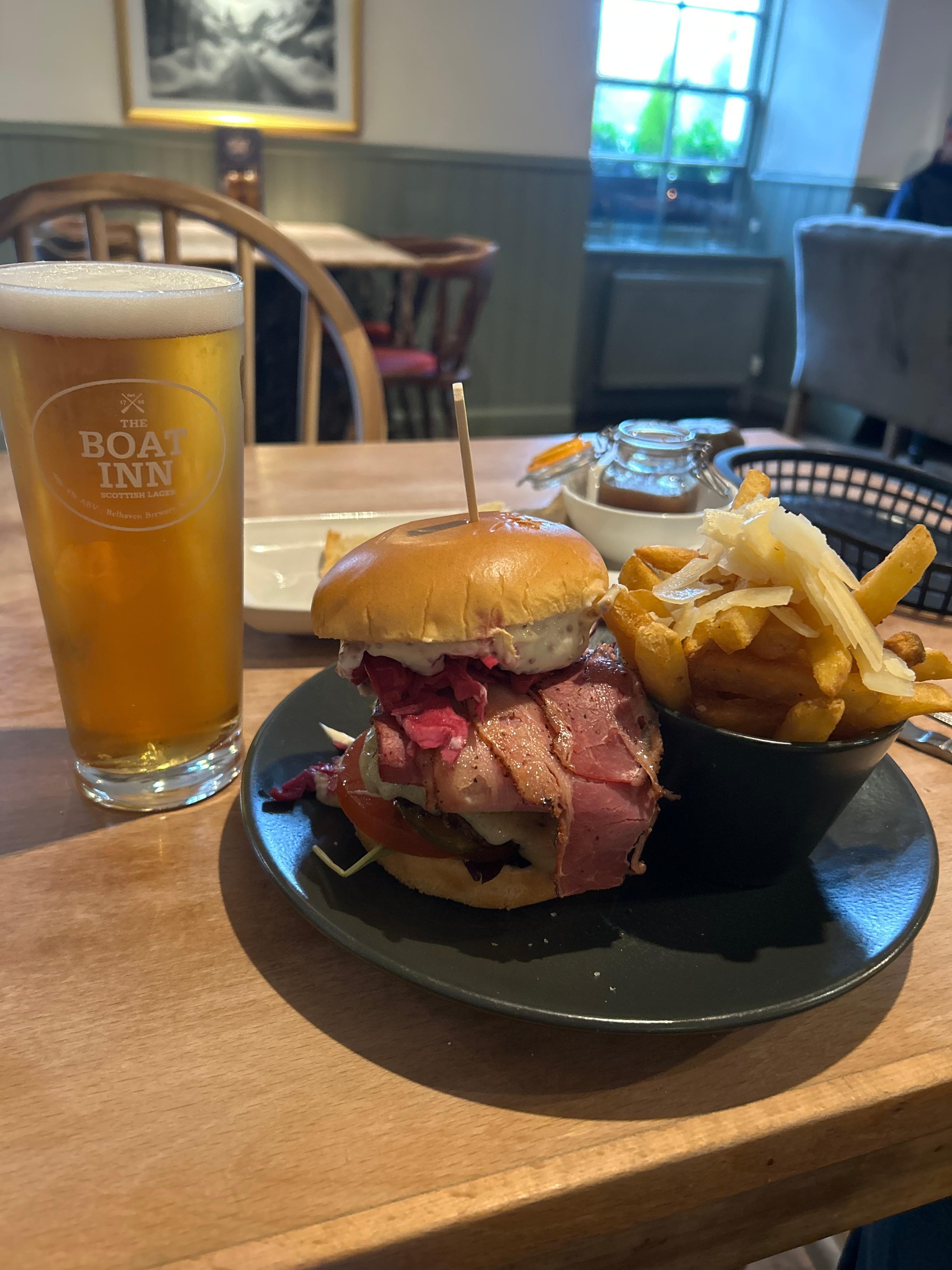 Dinner with their own Boat Inn Brew!