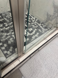 Shower door doesn’t close and mold all over.