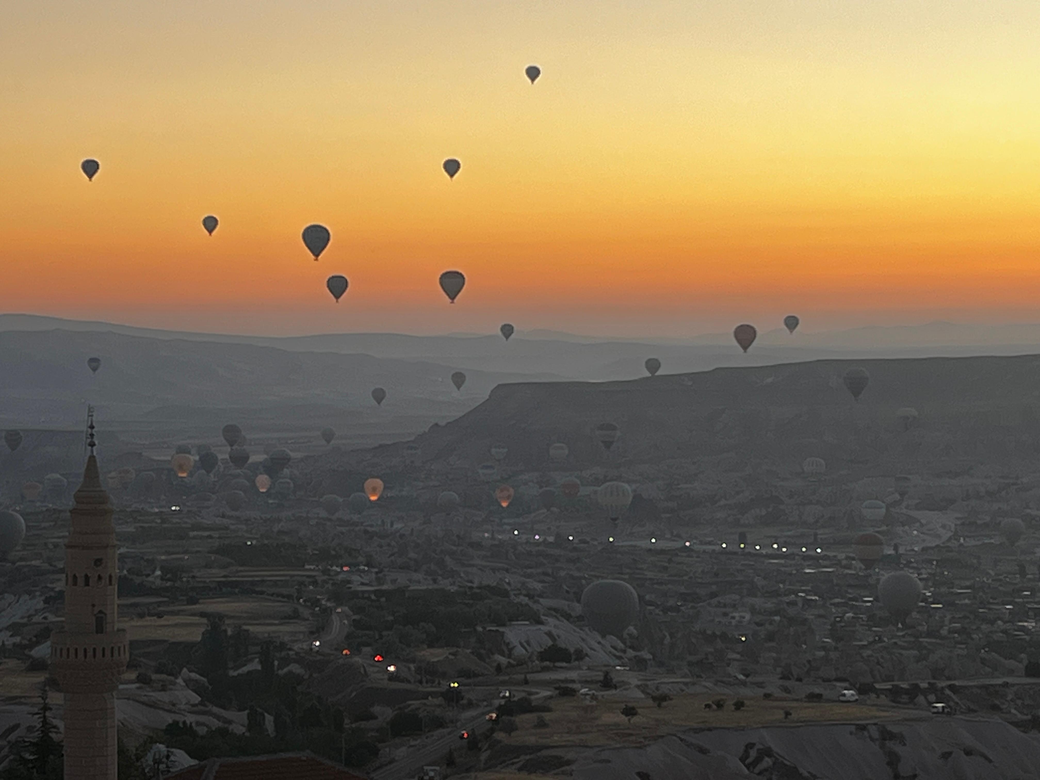 Time lapse of the hot air balloons coming over the hotel each morning.