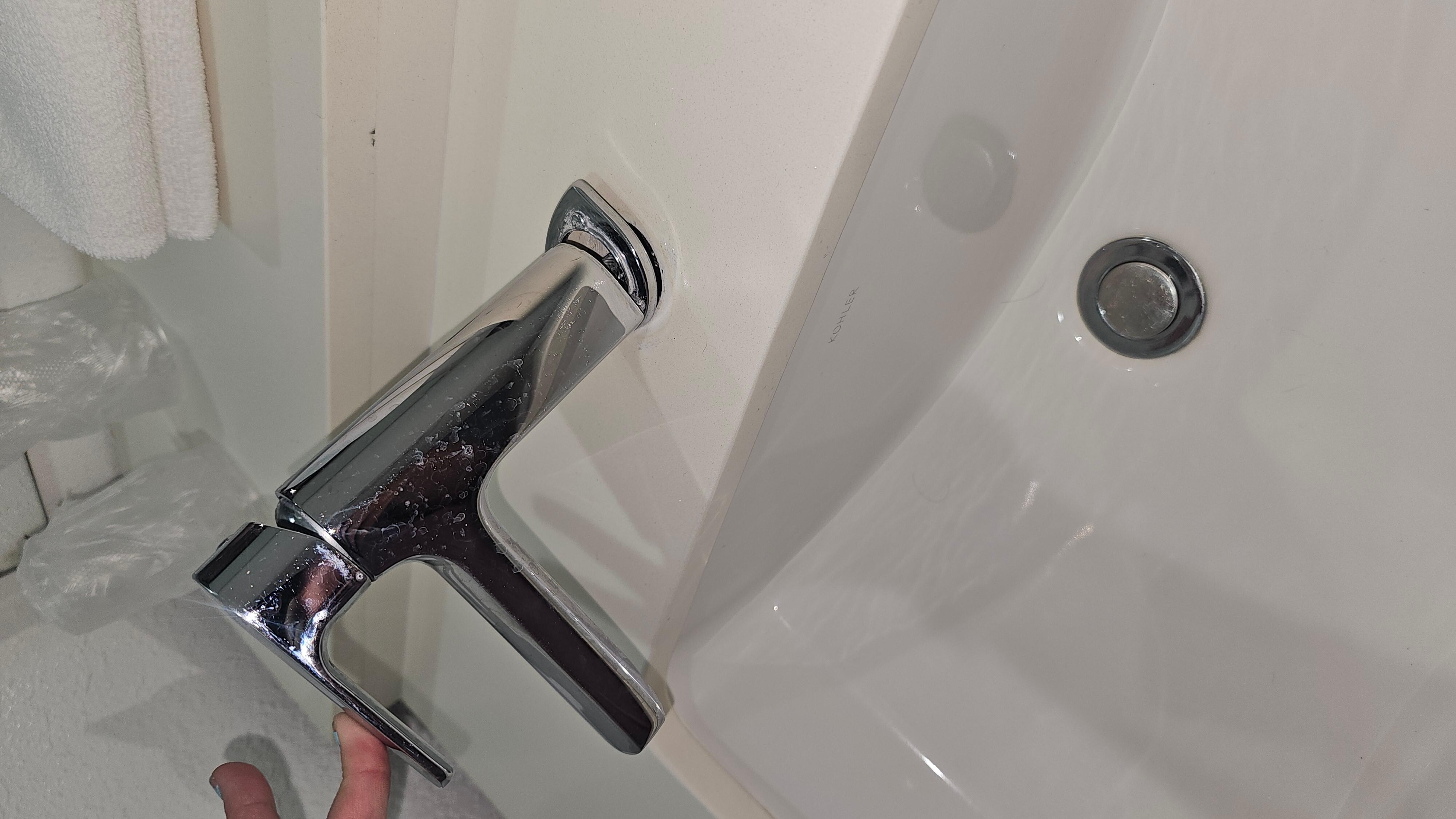 Hey you can see the sink faucet is not even attached