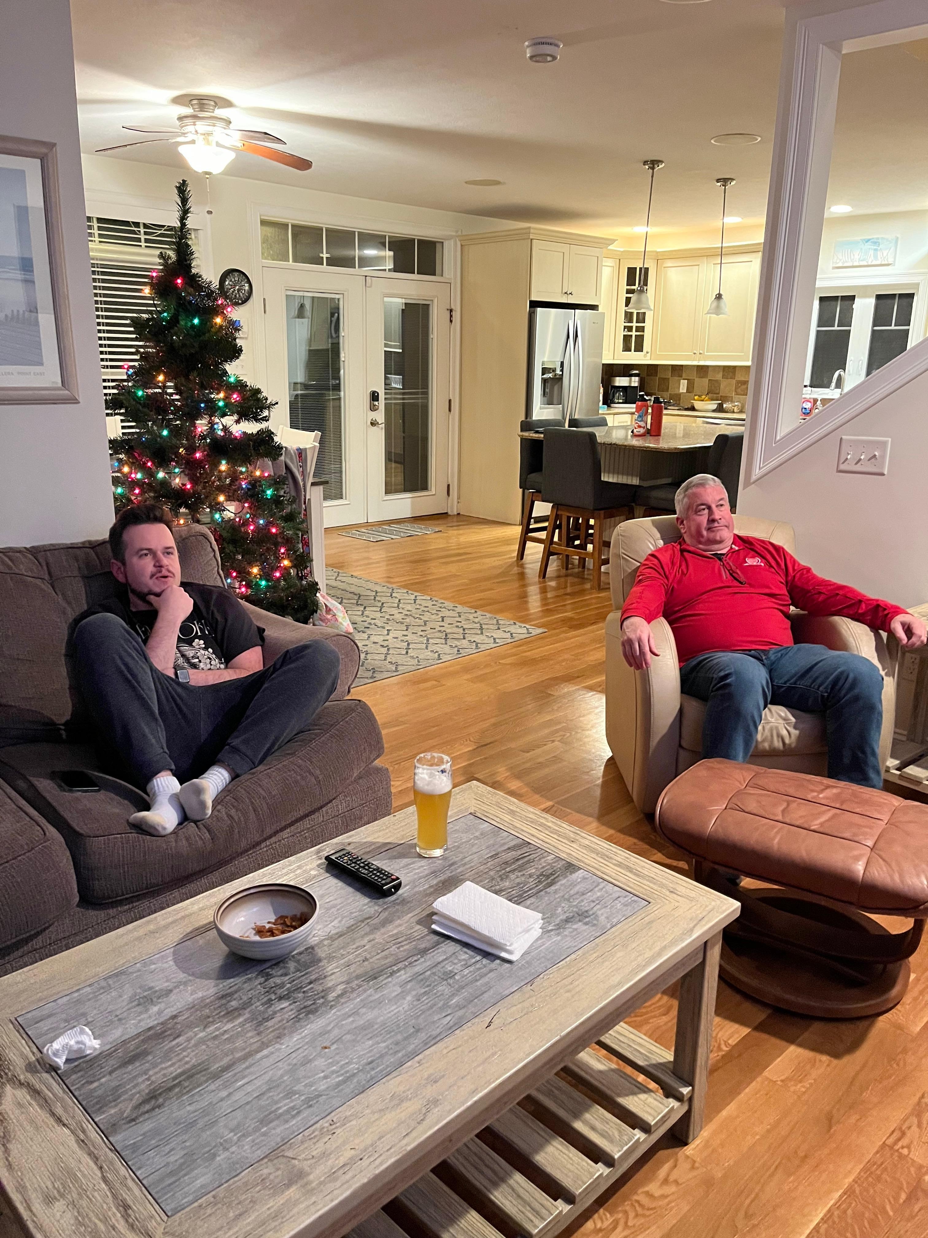 View from the family room into kitchen