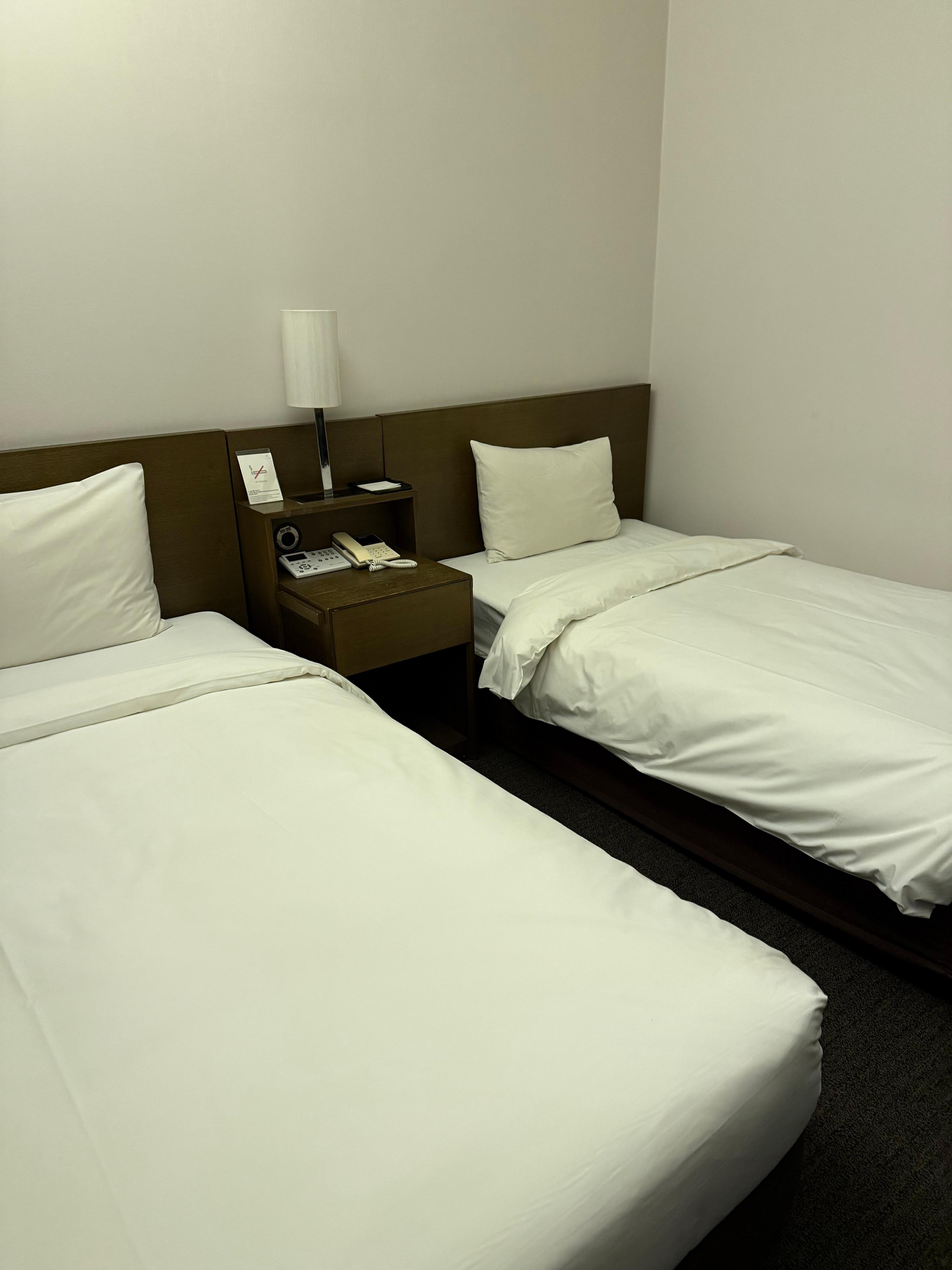 ギリギリスーツケース2個広げれます。出窓のスペースがあり地味に便利でした。