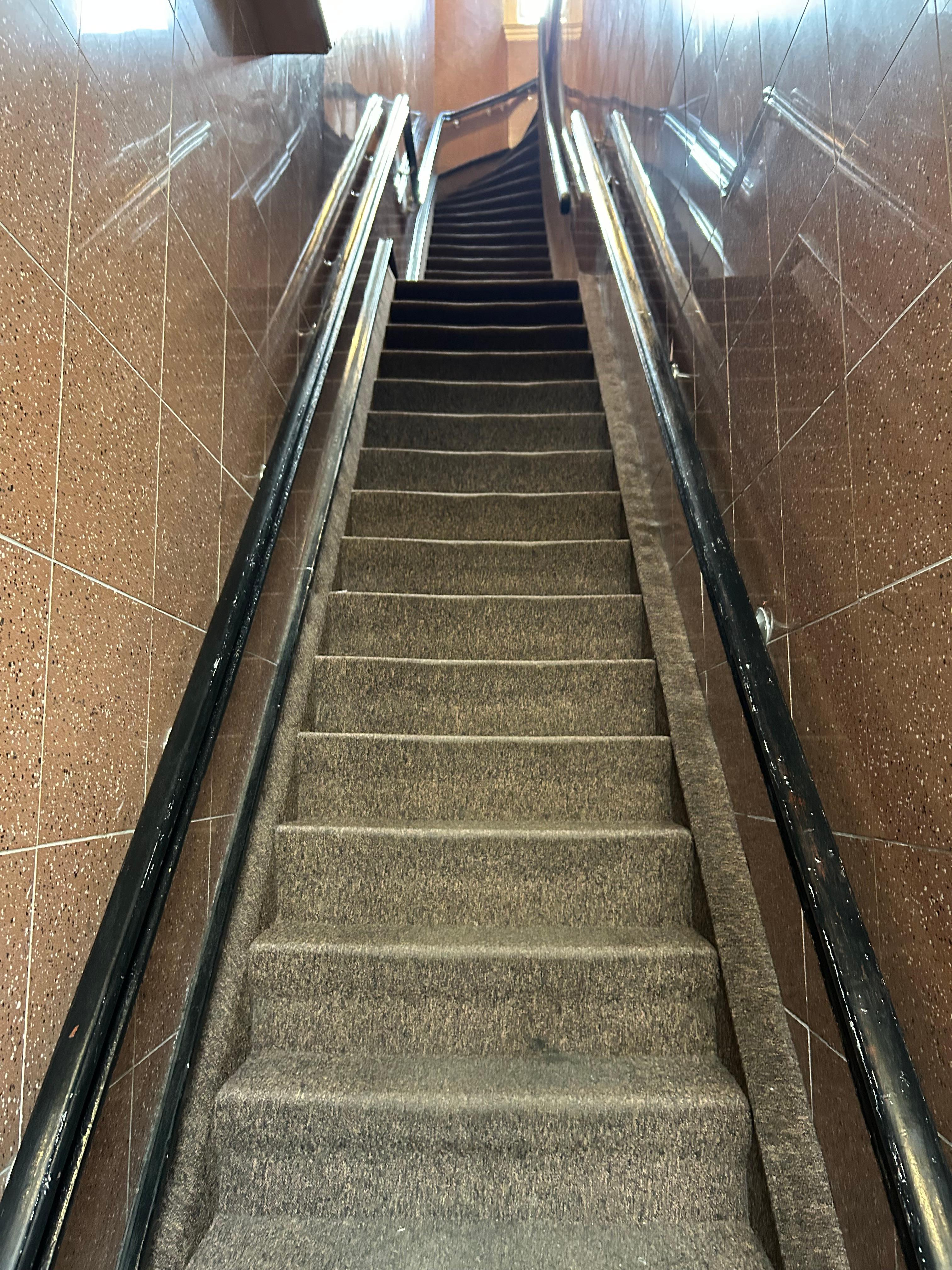 Just the first of three sets of stairs