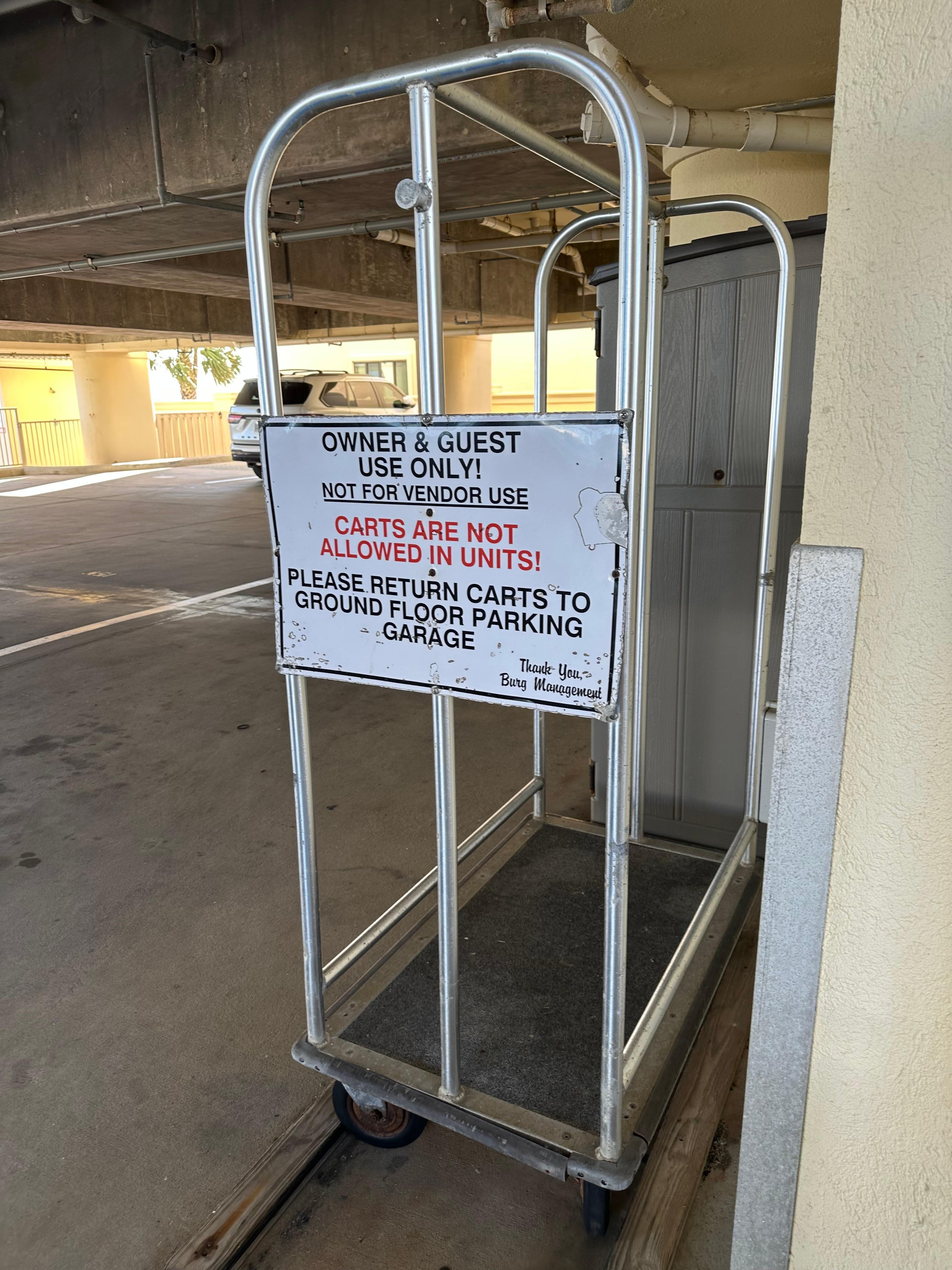Didn’t see this at check in as it’s behind the elevator room, but they have shopping carts too to help get groceries up in one run too which was very nice! 