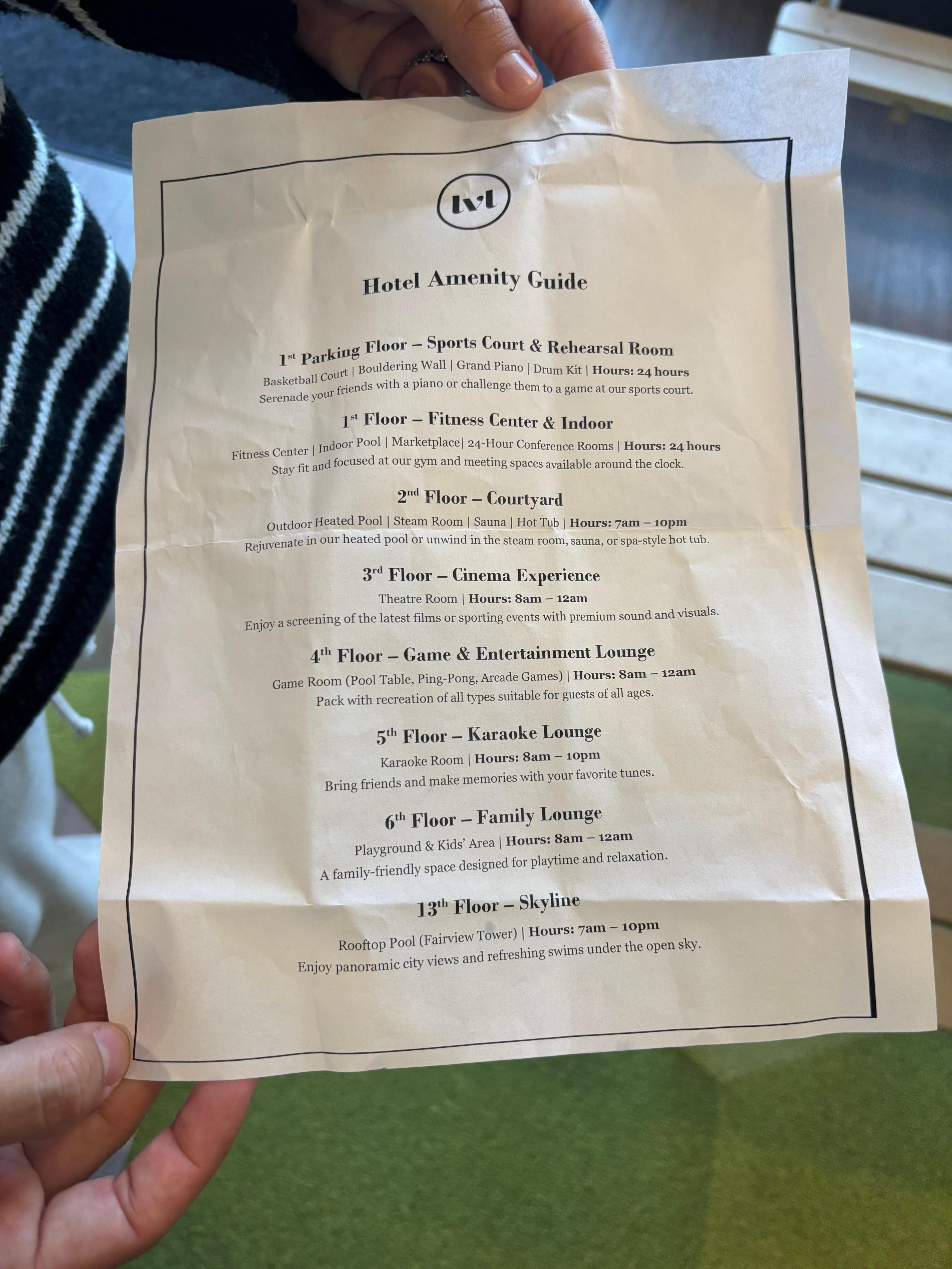 This would have been very helpful for finding amenities. Took pic from a stranger on our last day, we didn’t get one at arrival and found it confusing to find things. 