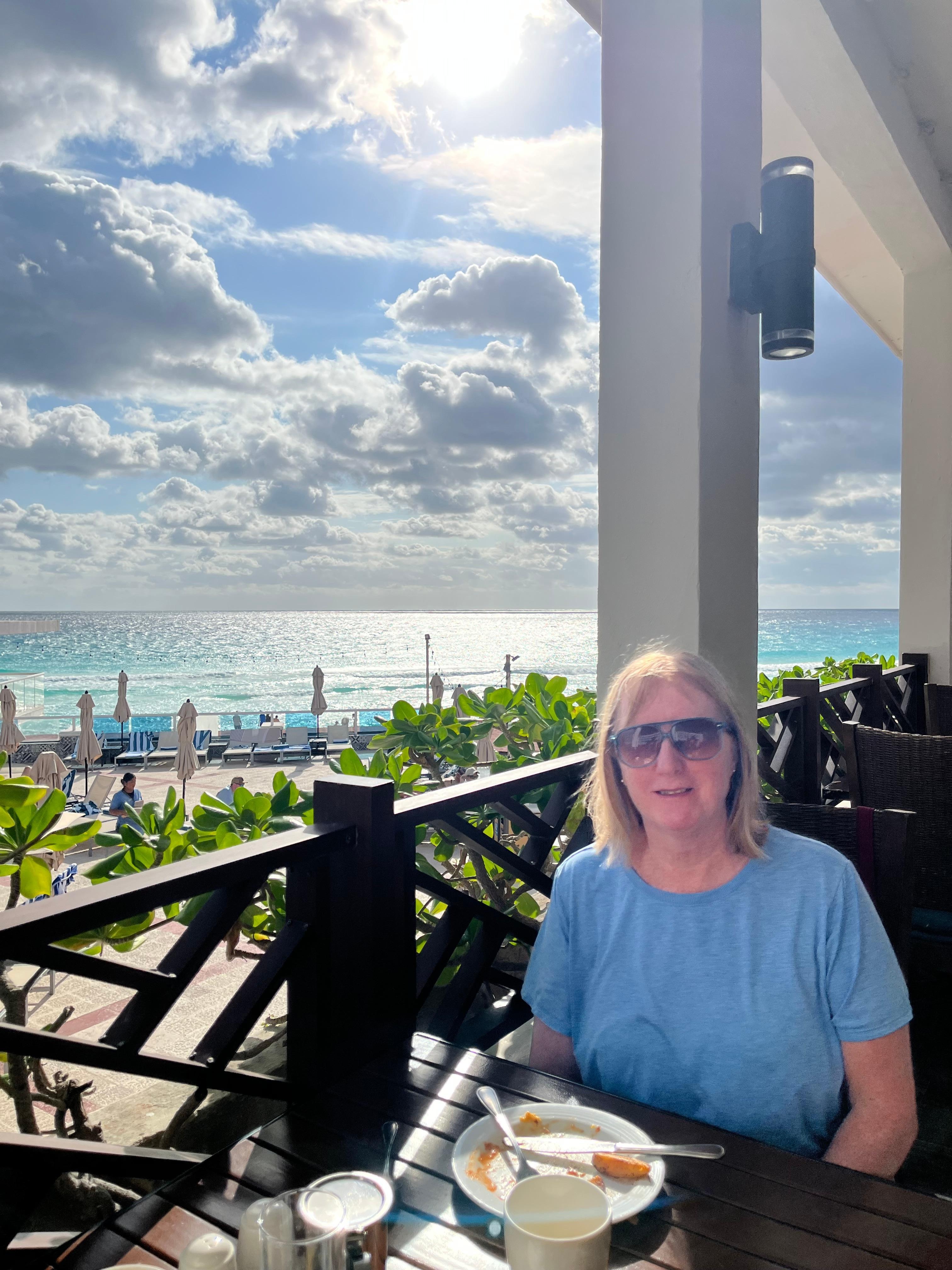 Beautiful view of beach from restaurant.