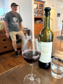 Co-owner and chef, Tim, with wine tasting