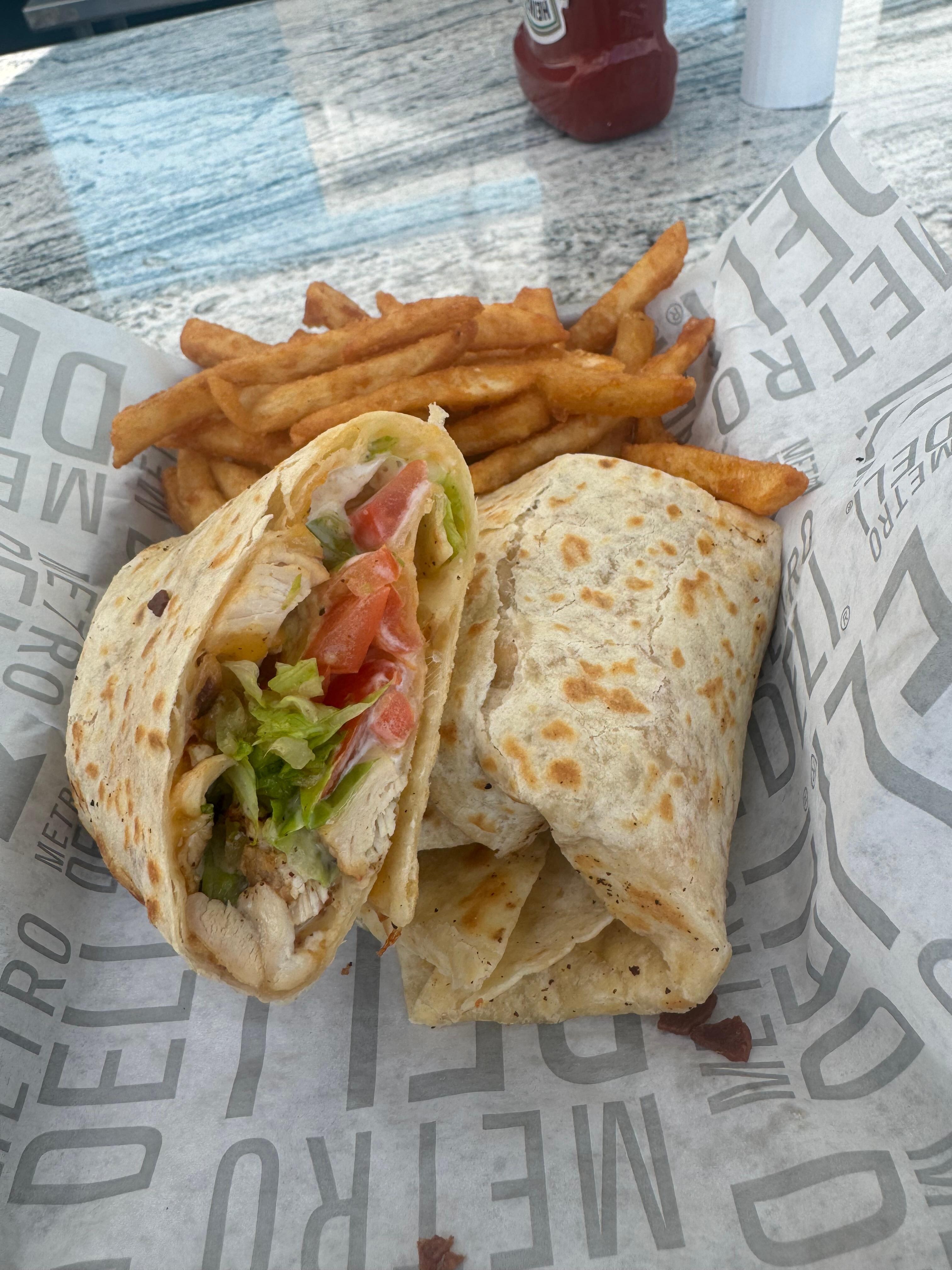 Chicken wrap from tides beach bar. 