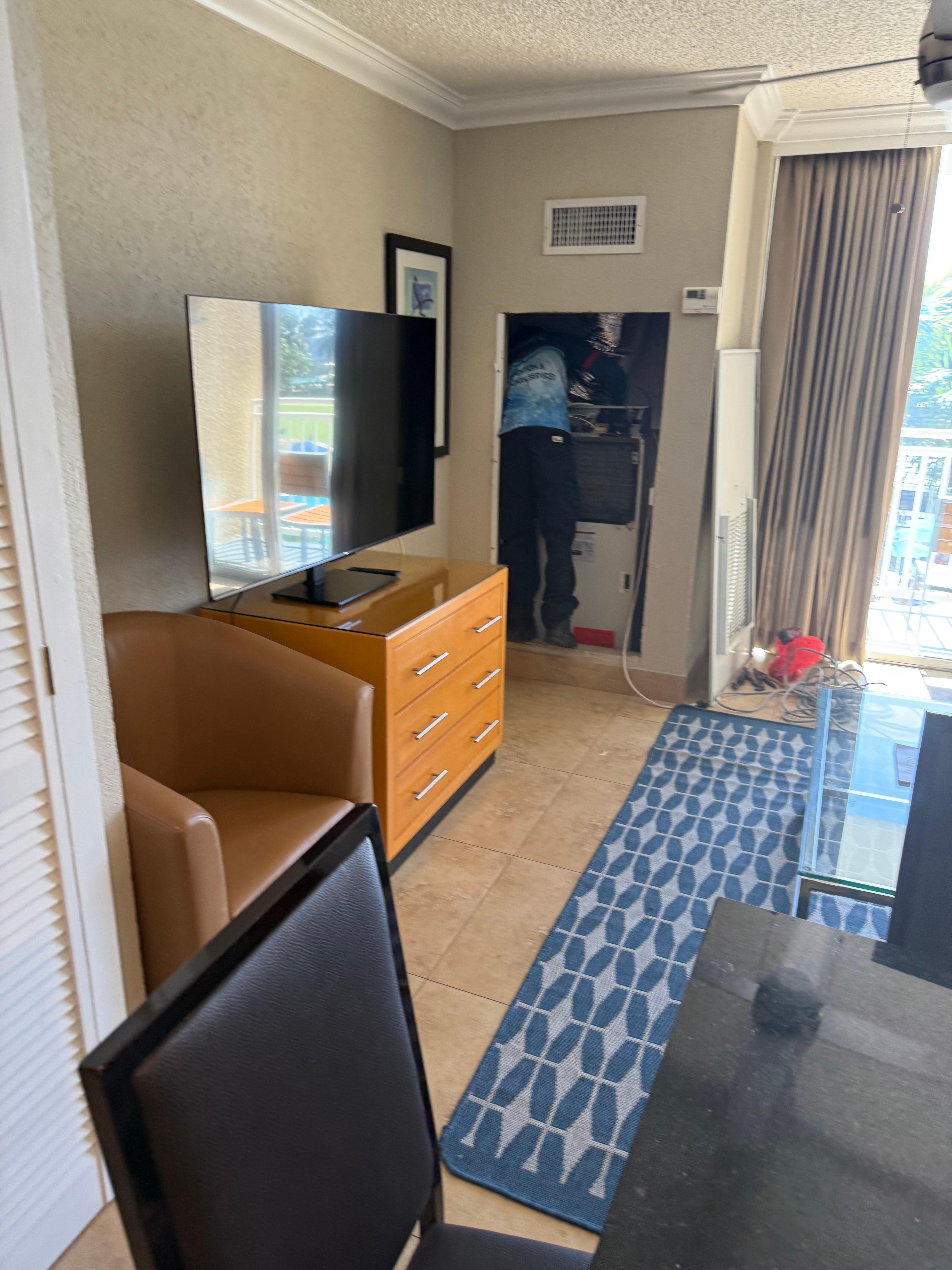 work being done in room on central ac unit after i reported the issues however hotel unwilling to compensate for any inconvience 