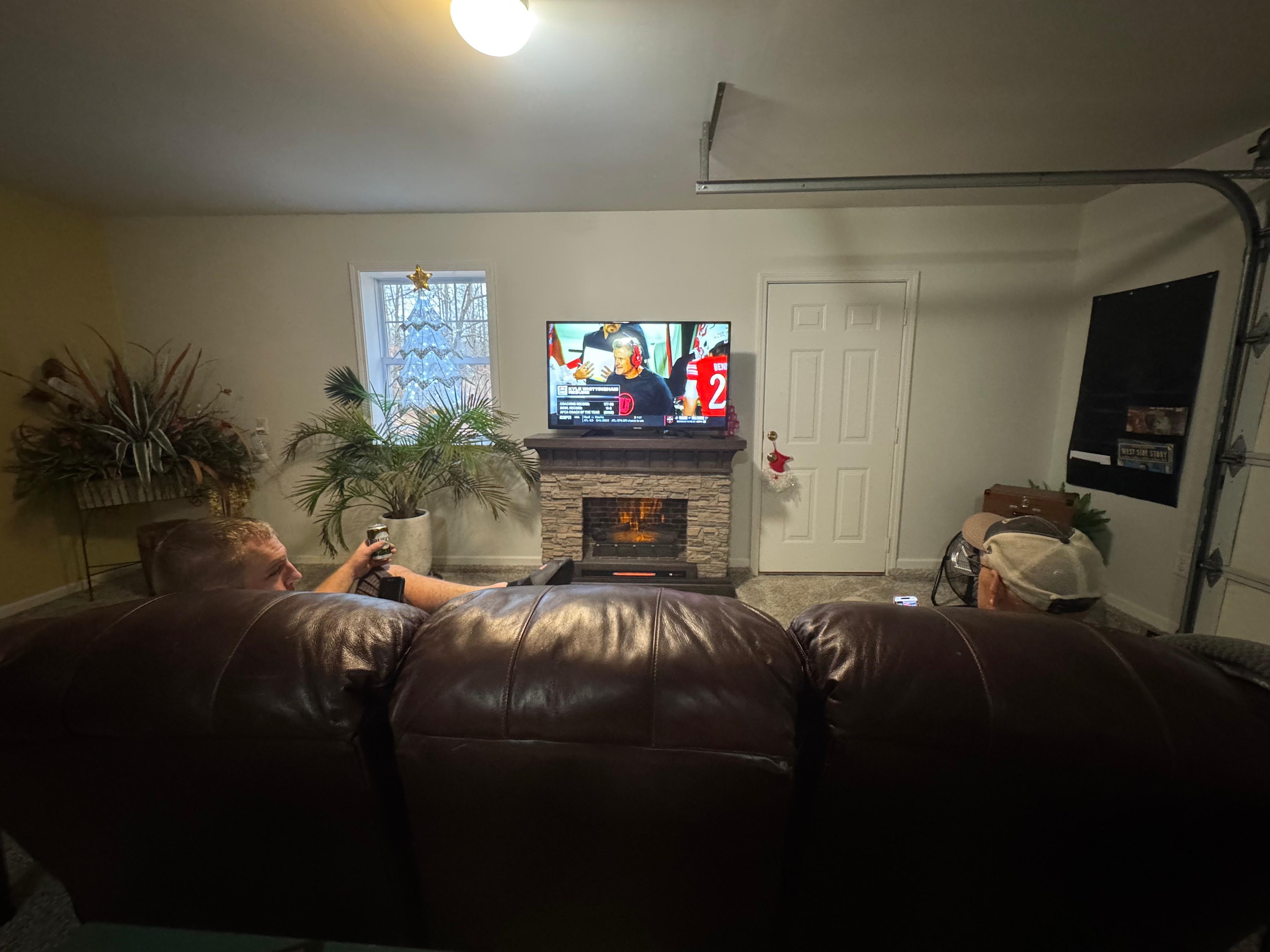 Our 2 men enjoying the Game Room at Pollys Place