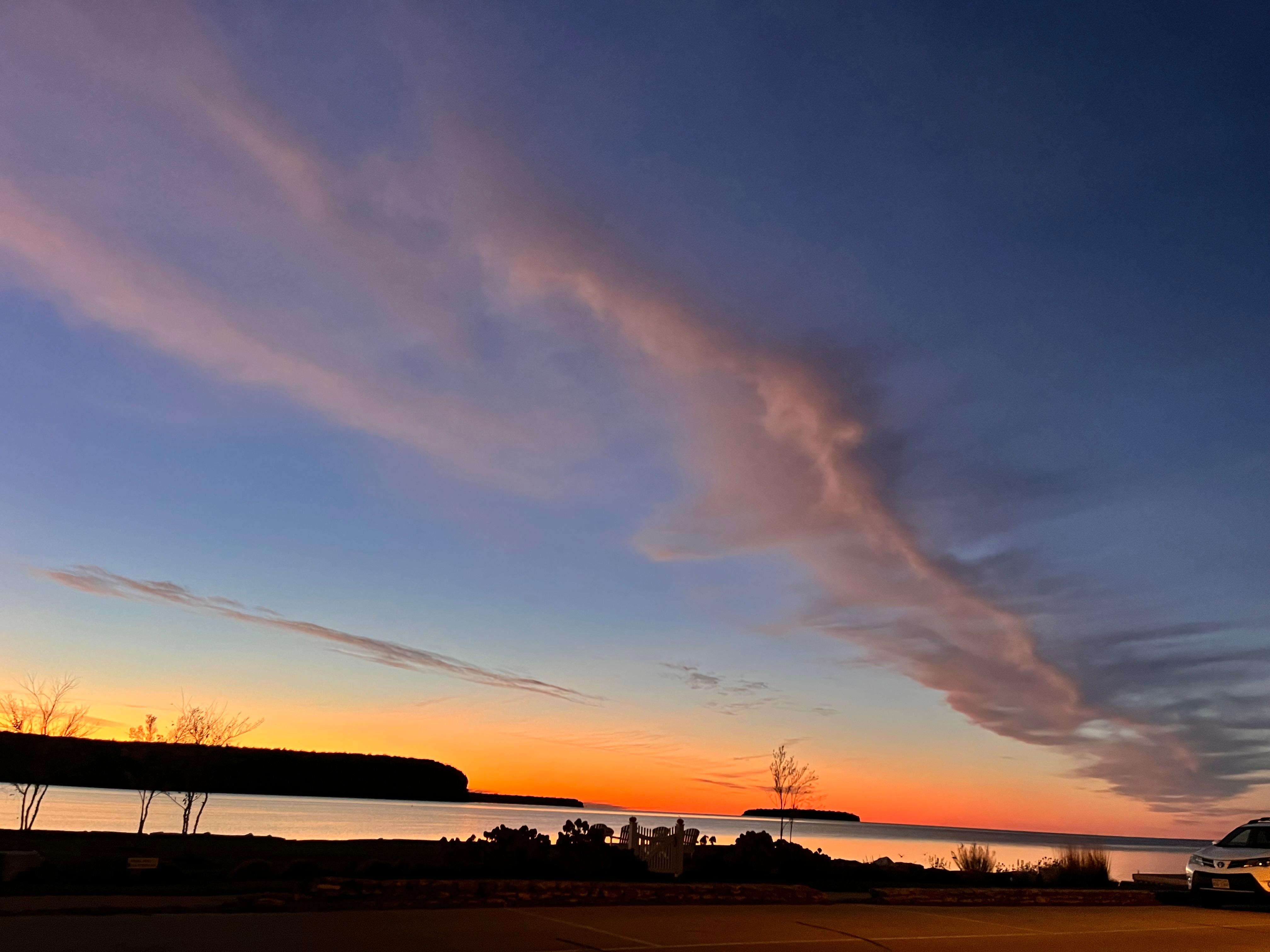 This photo is nice but it's better in person. Cloudy nights too. Eat at Sunset Harbor Grill right next door to see the view too.