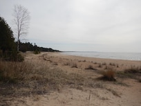 Beach at the cabin property looking east.