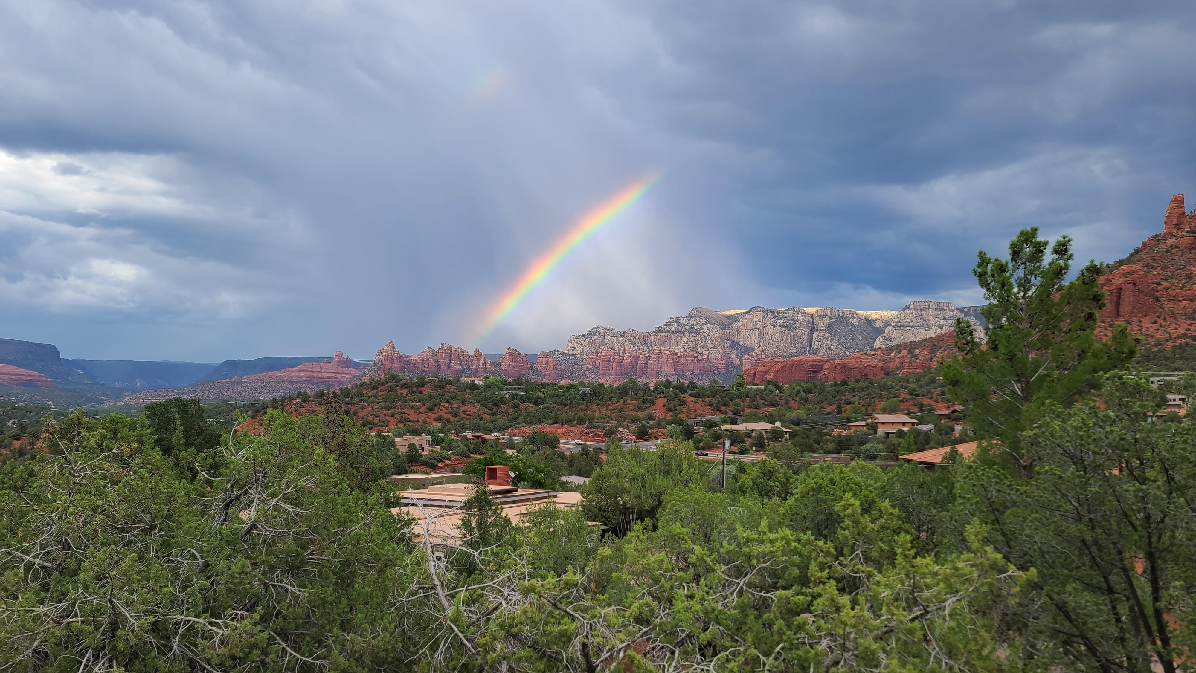 Panorama of rainbow from the deck.