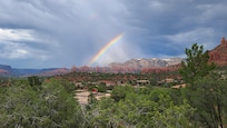 Panorama of rainbow from the deck.