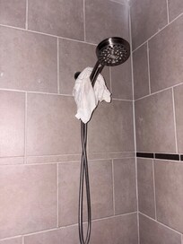 Dirty washcloths in the shower