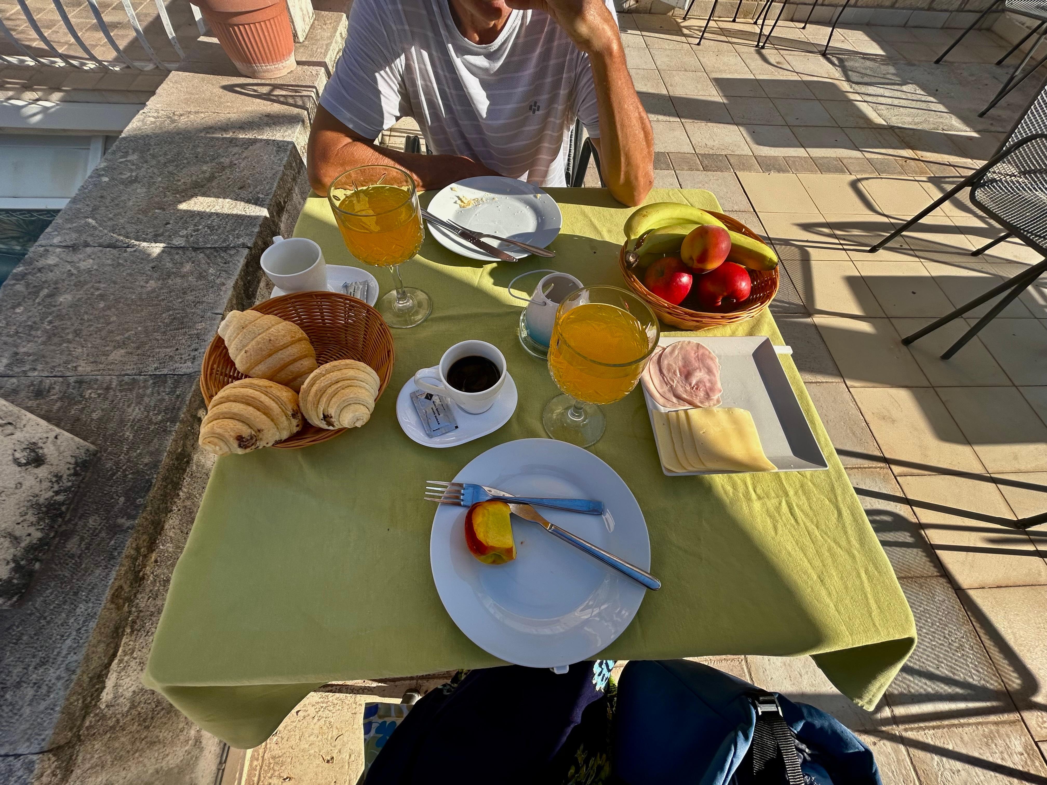 Breakfast on roof garden