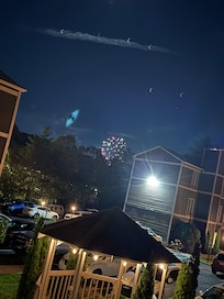 Fireworks over the gazebo at Royal Oaks.