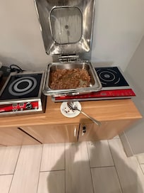 This was the only hot food available for the 45 minutes I was in the kitchen area