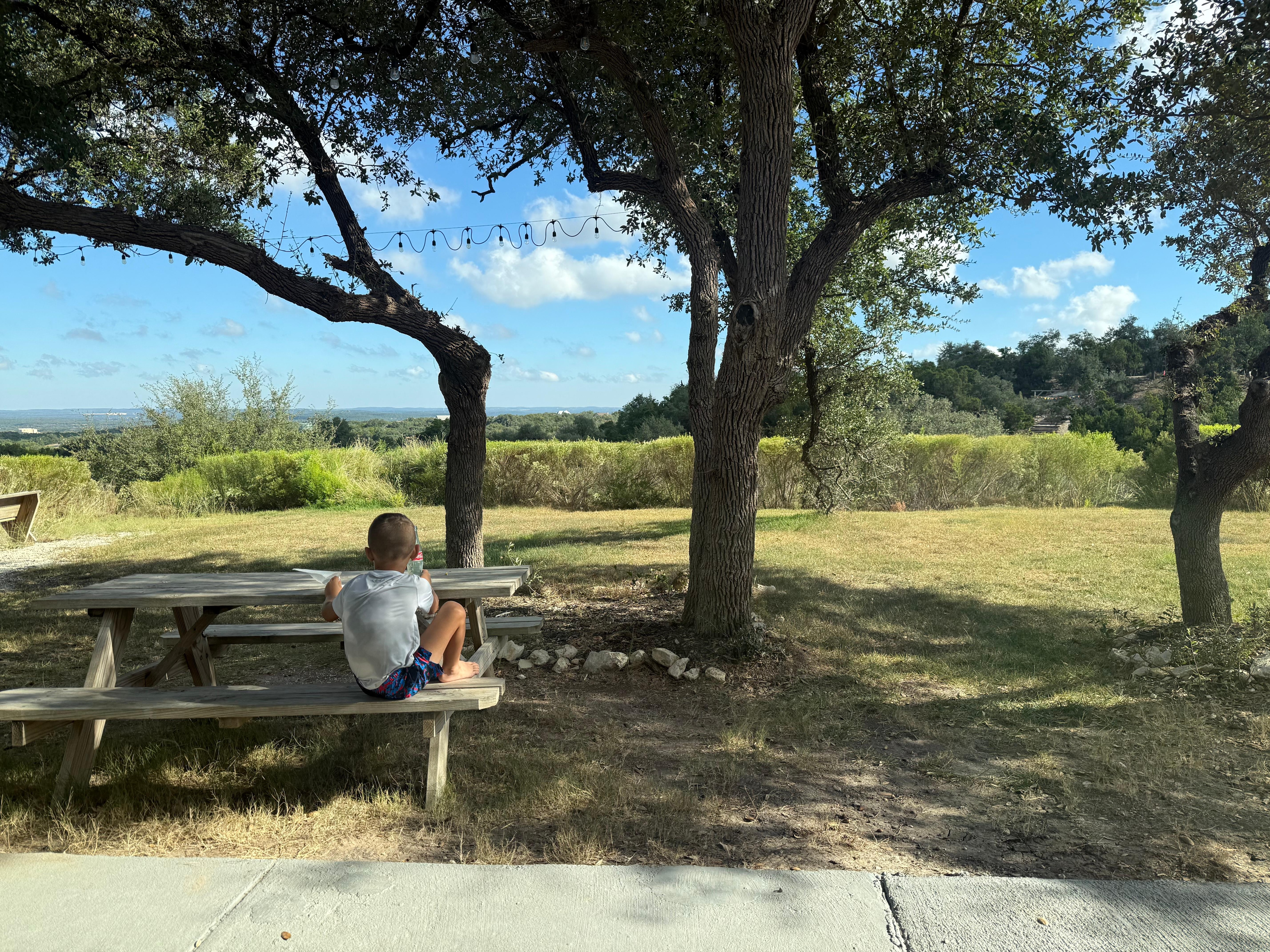 Under the tree right in front of the house we stayed in. 
