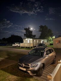 A picture of the moon from the door of the lodge.