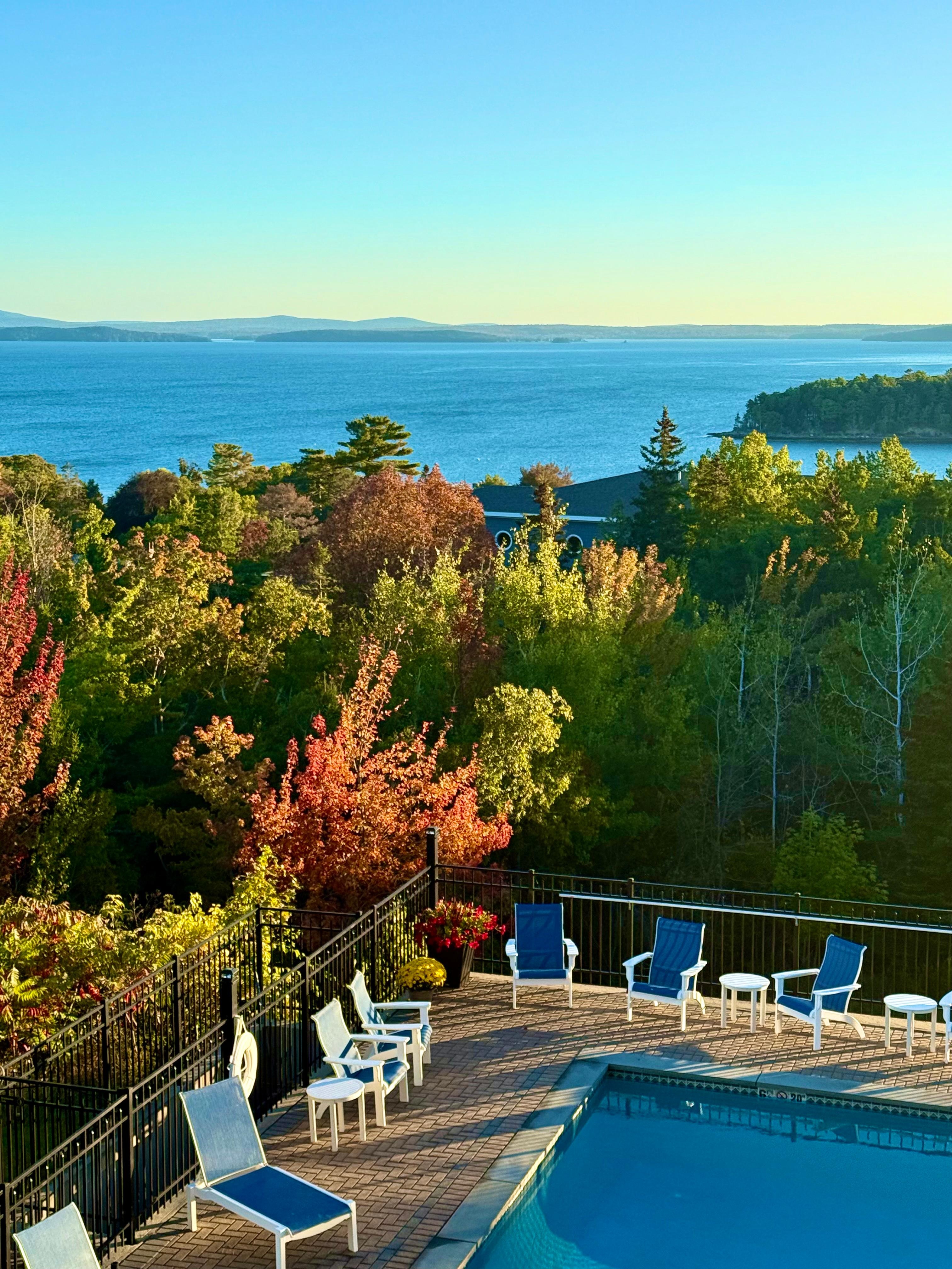 View over heated pool.