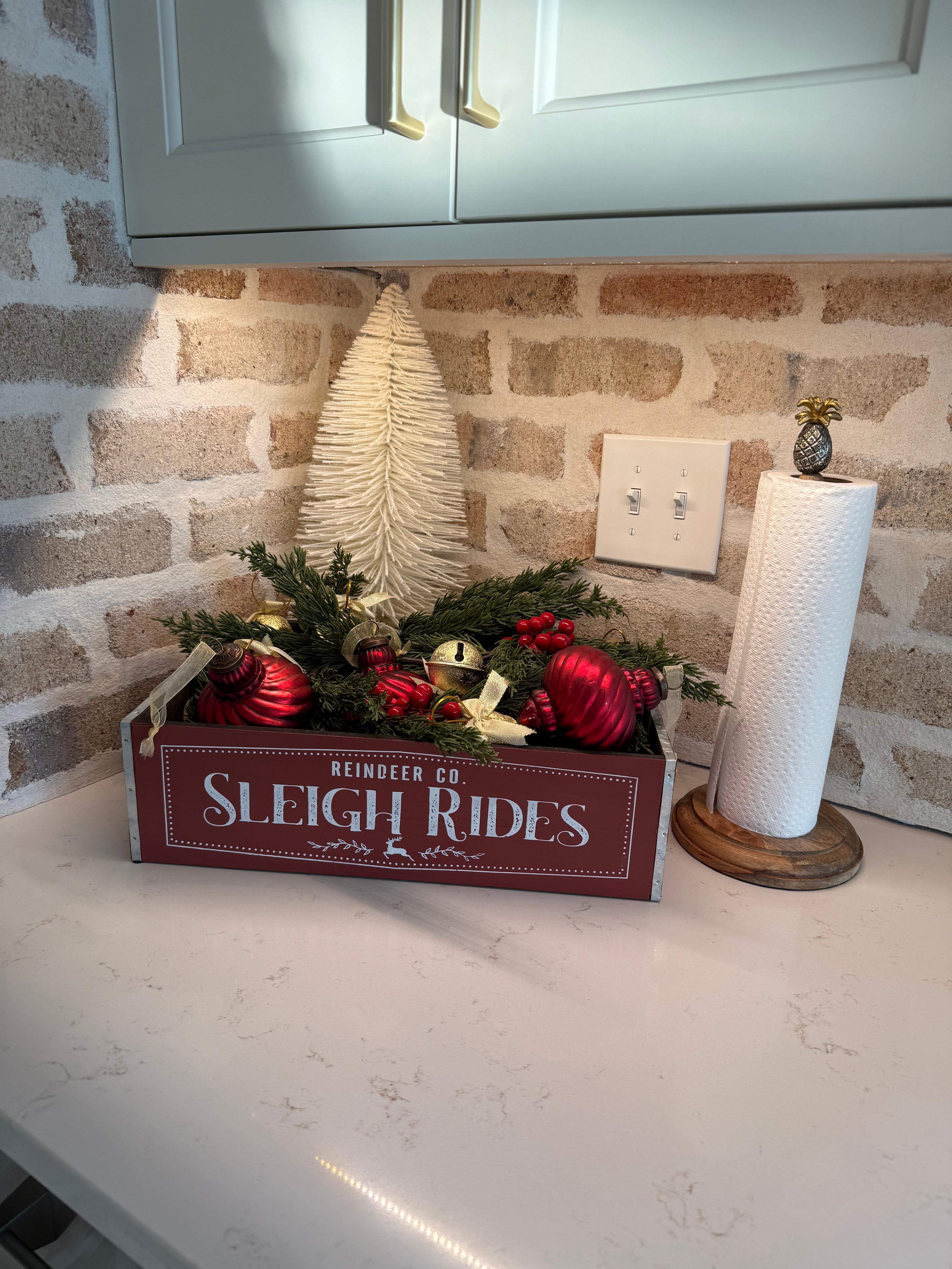 Kitchen decorated for Christmas