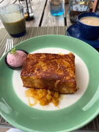This was amazing French toast stuffed with coconut yoghurt