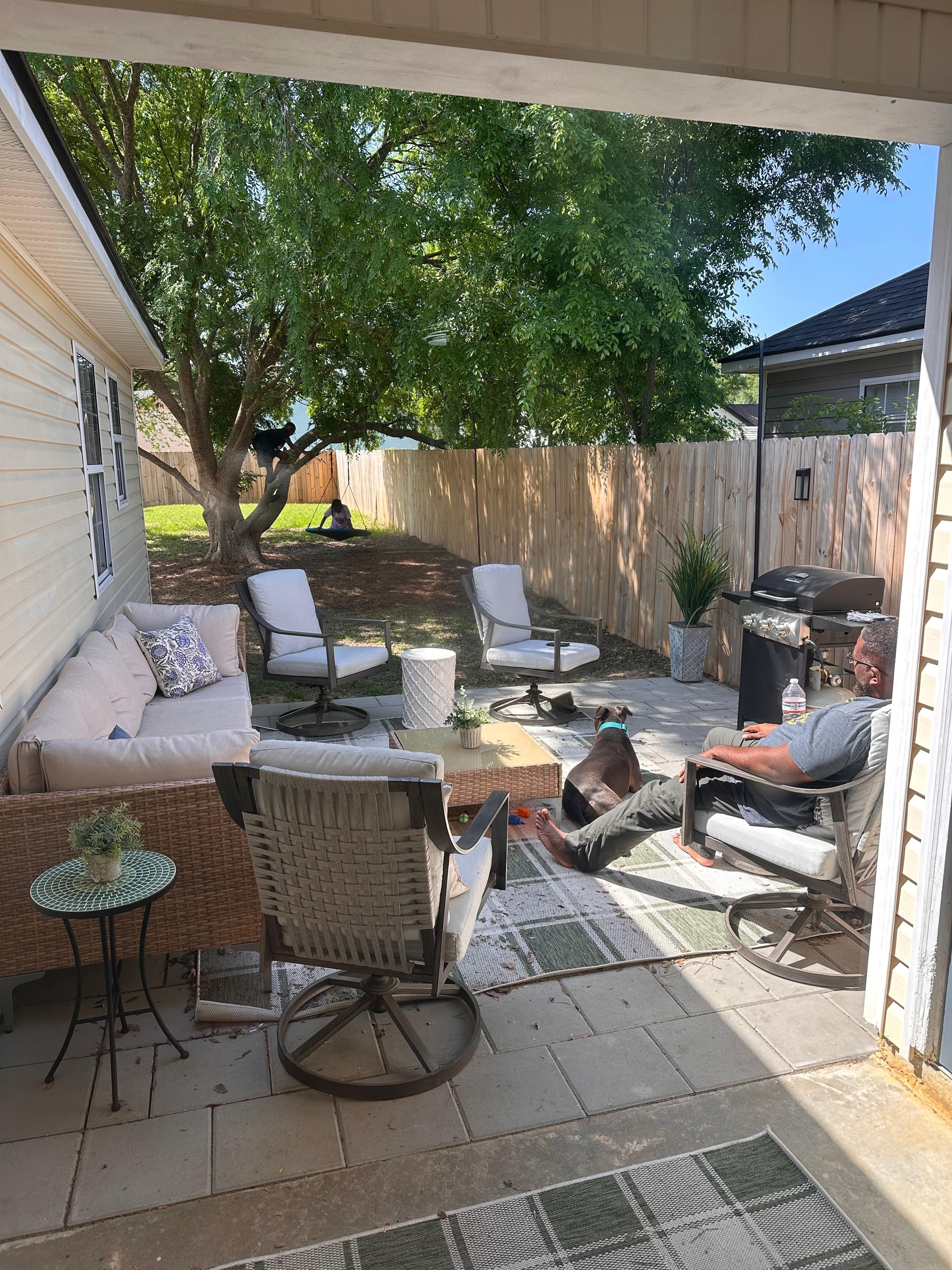 Hanging out on the back patio 