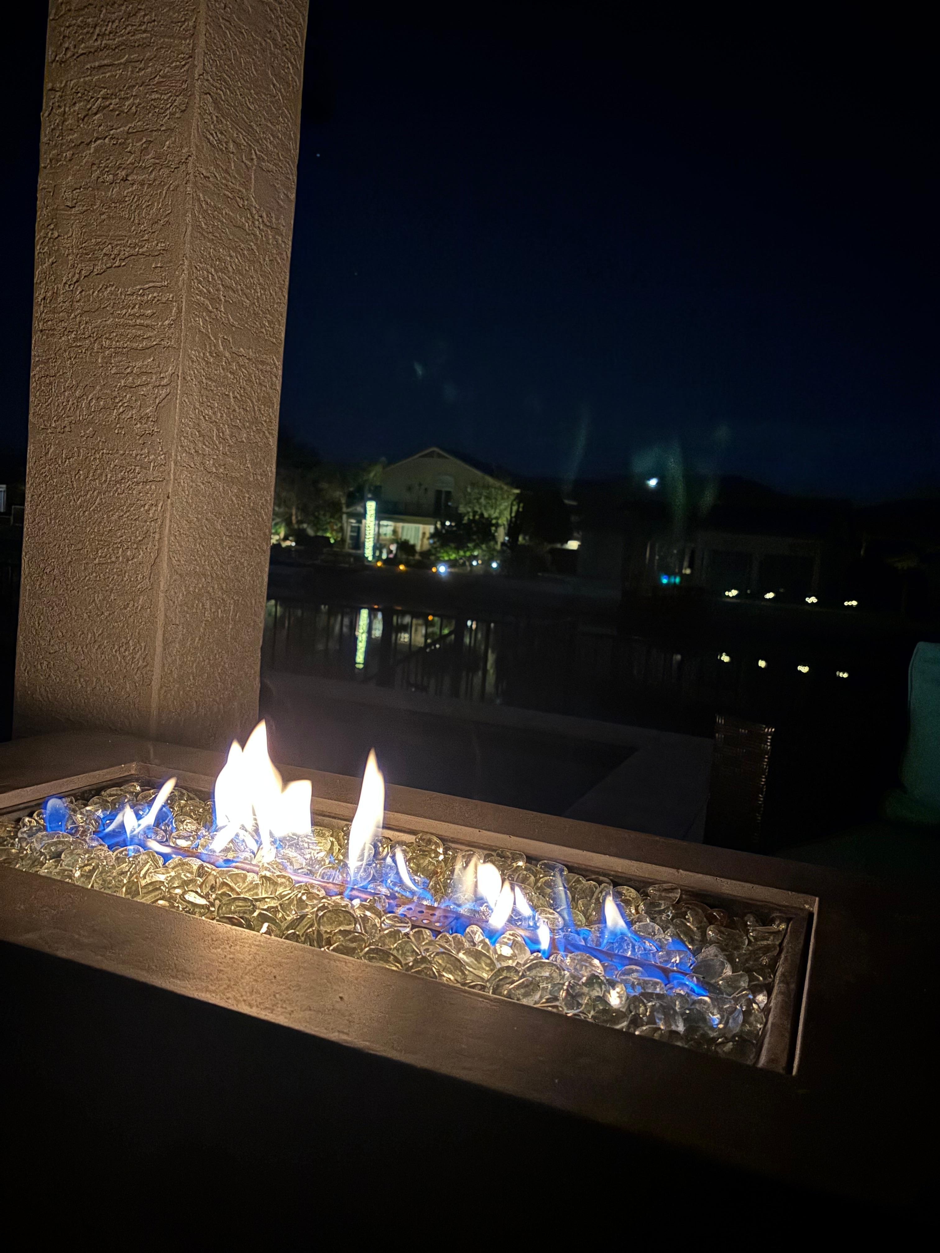 Fire table on the patio