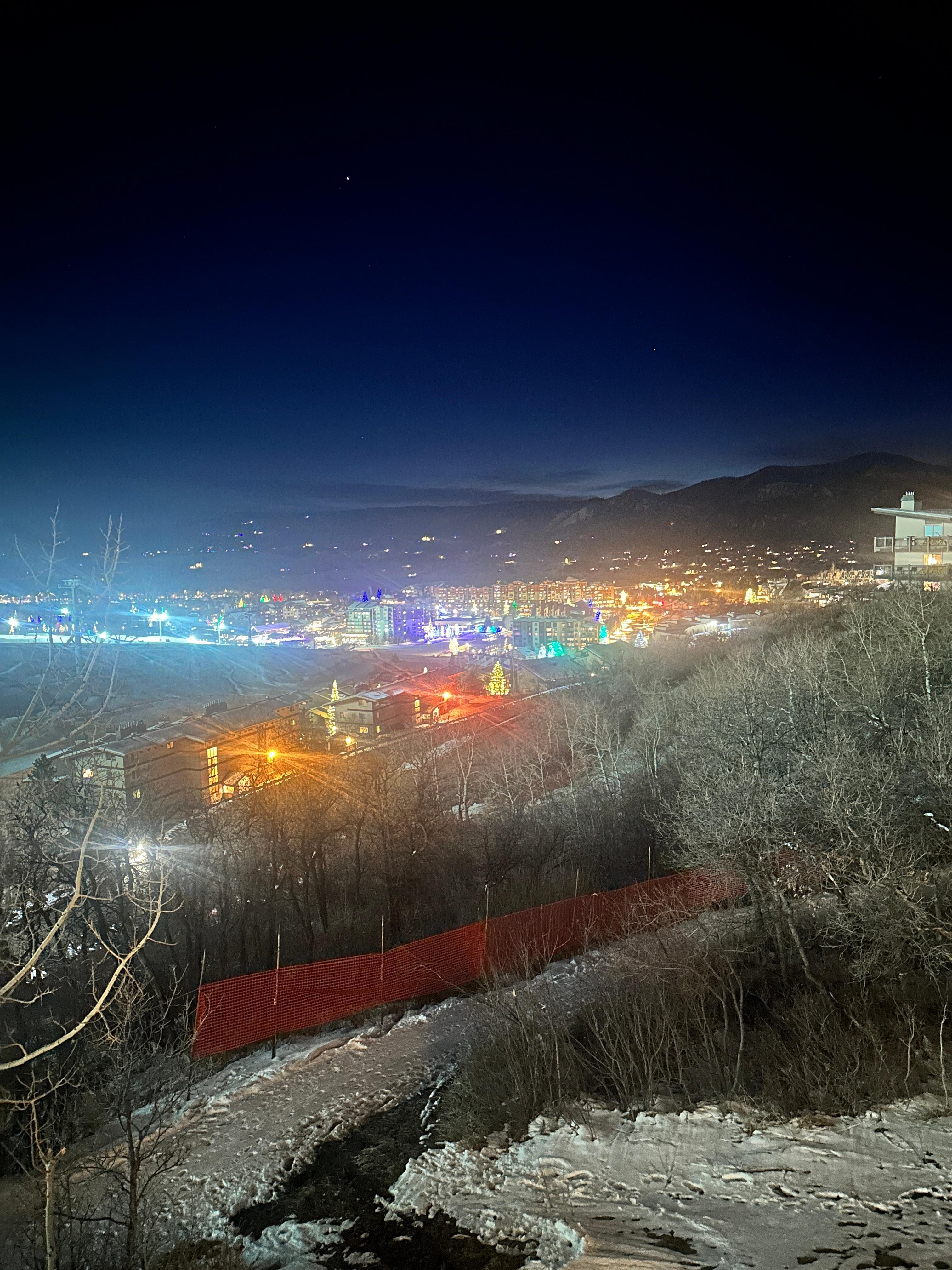 Nighttime view of the base area from the balcony 
