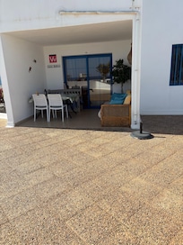 The balcony from the top of the stairs.