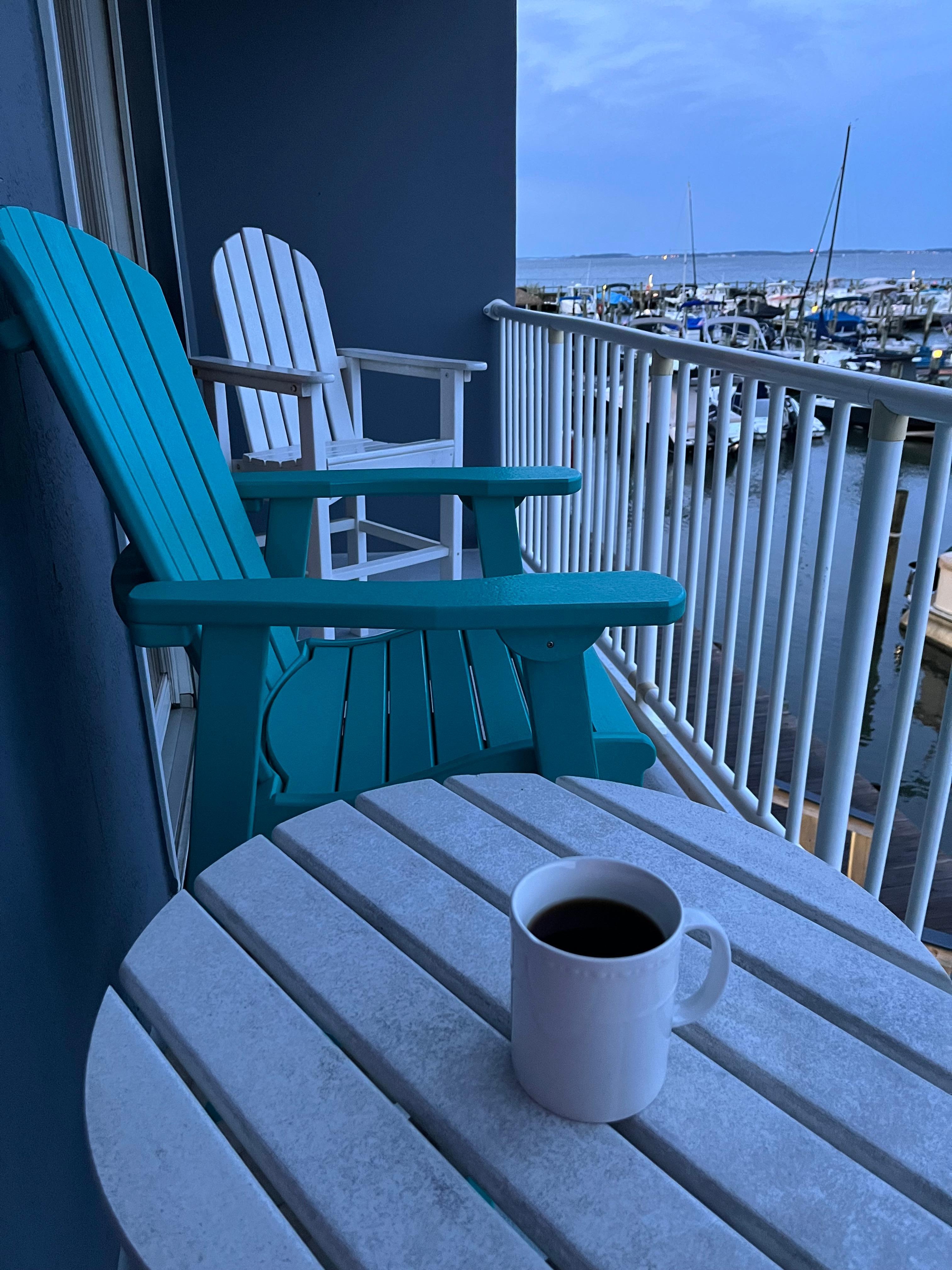 Morning coffee on the balcony