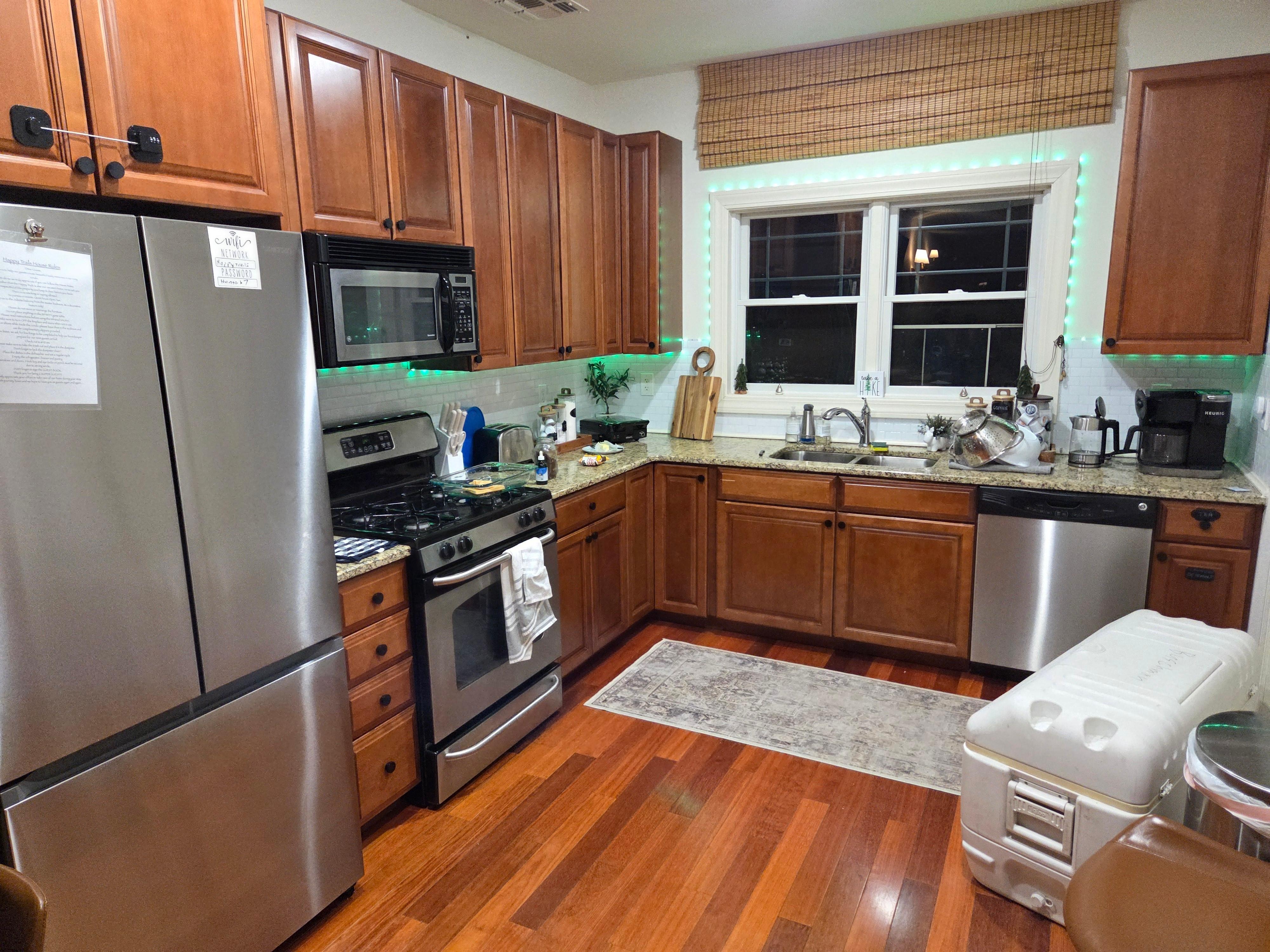 General view of the well stocked kitchen.