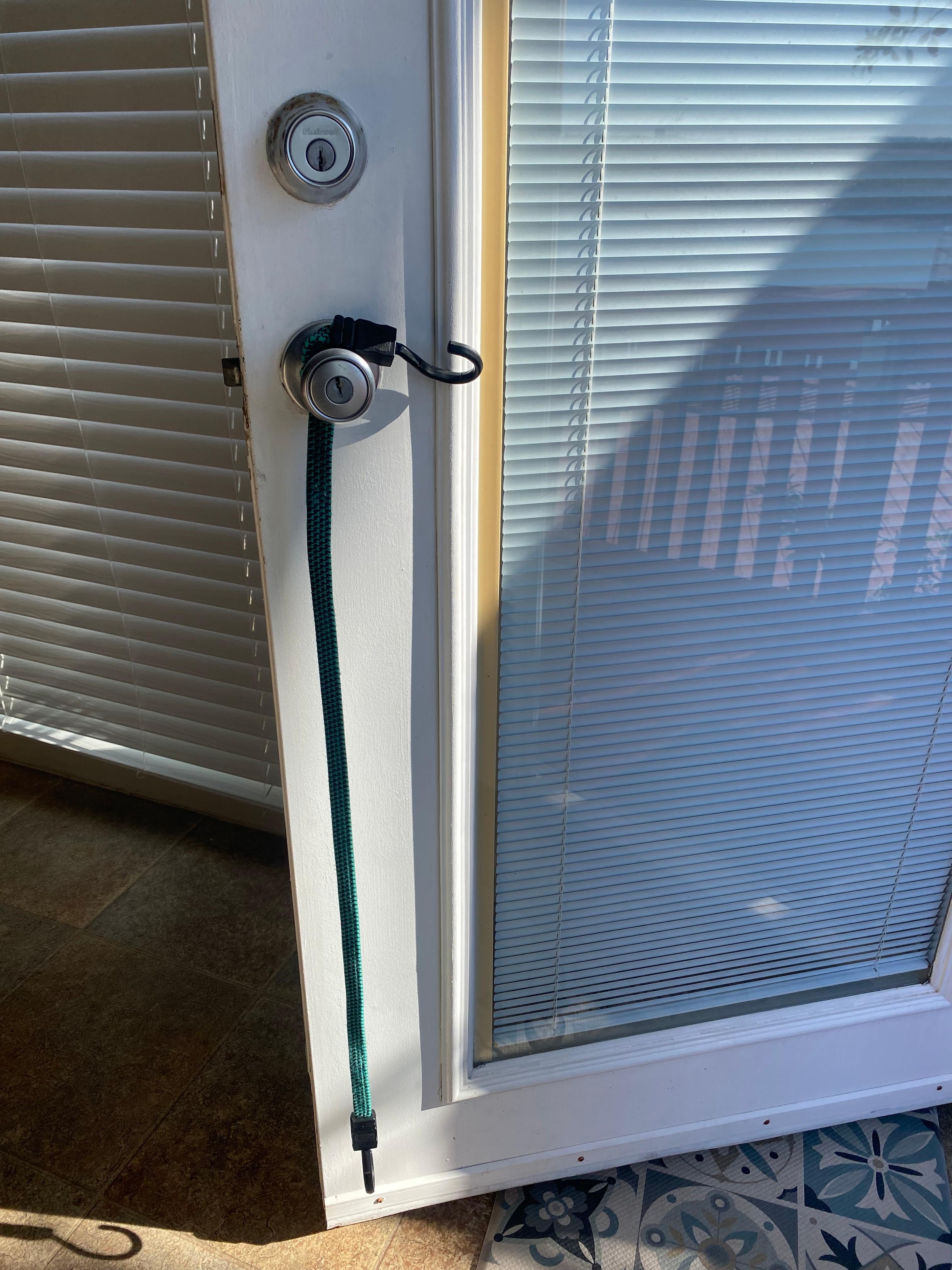 Had to tie a bungee cord to the door knob because door wouldn't stay closed. The wind would blow it open.