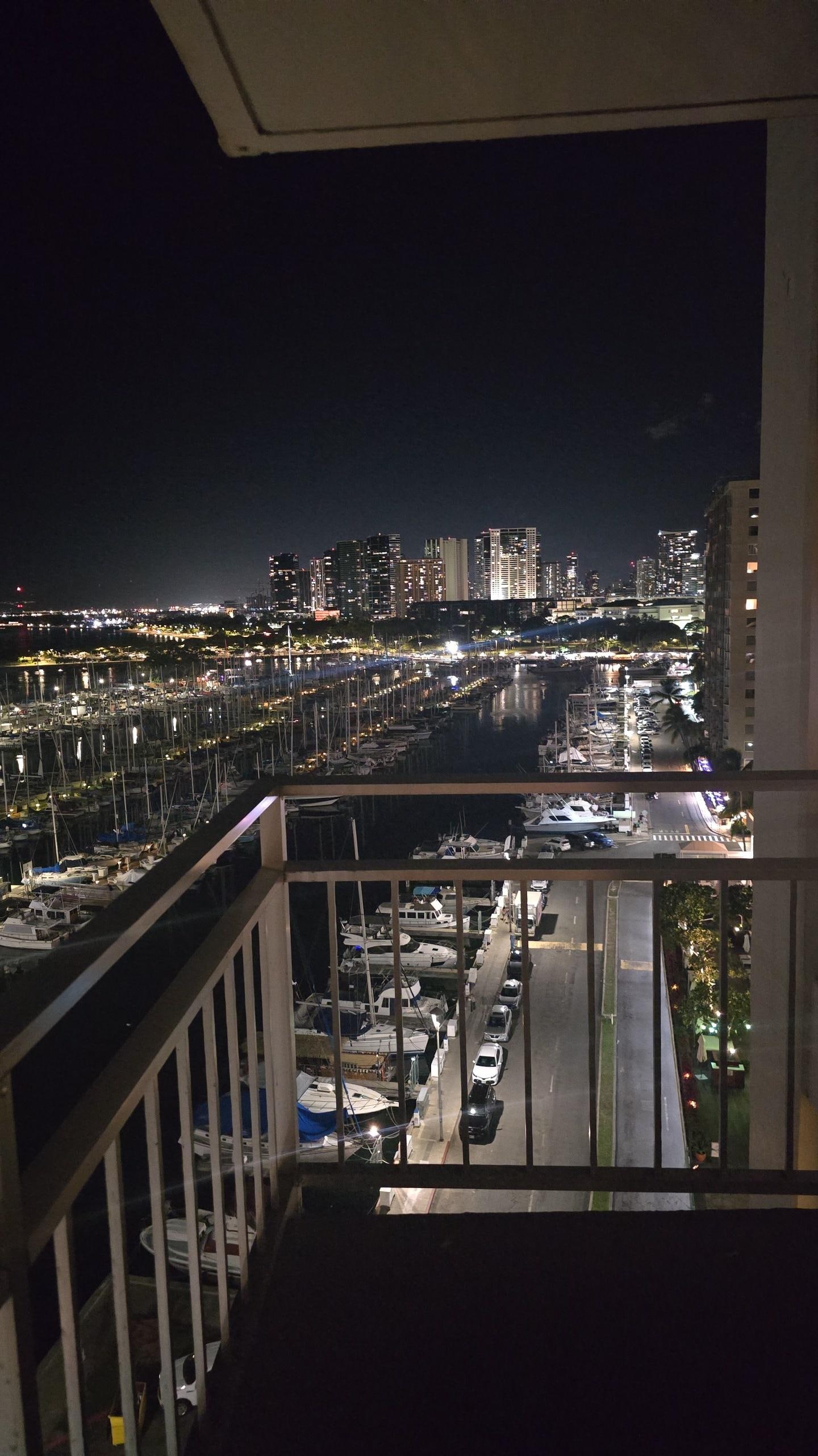 Night view of the marina. 
