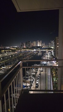 Night view of the marina.