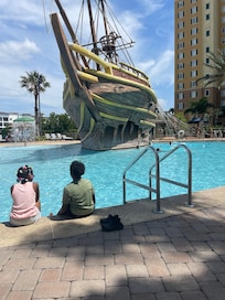 My two oldest anticipating the slide..they got to get on the nxt day..we were still in clothes