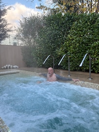 The outdoor spa was so relaxing.