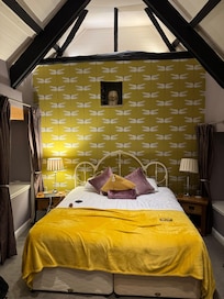 The Green Room where I stayed. Warm, very big with modern ensuite AND a Steam station iron!