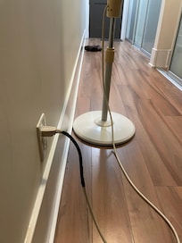 Wrapped cord on fan.