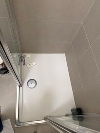 No place in shower to put anything other than the floor