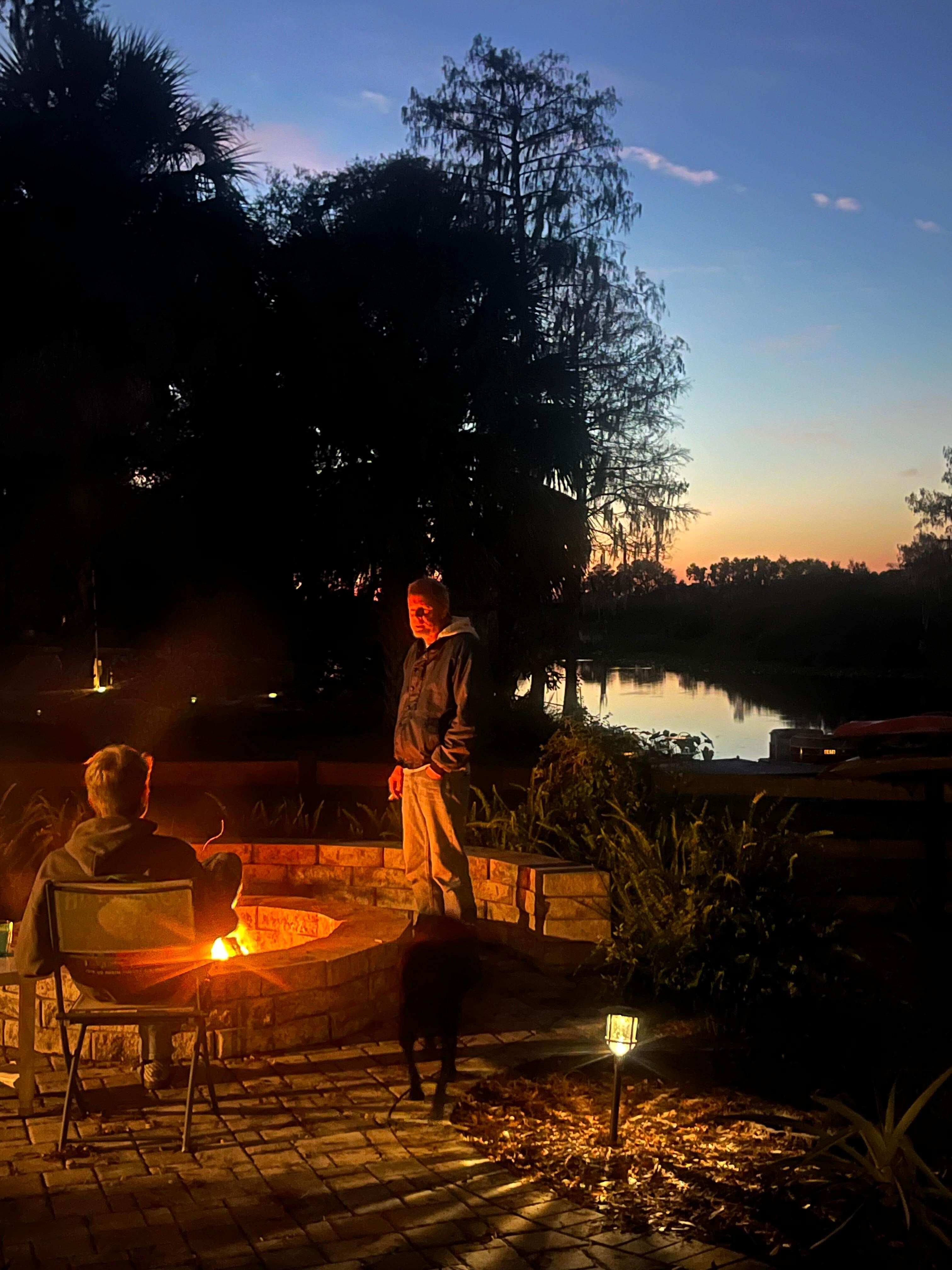 A warm fire after a full day on the water. 