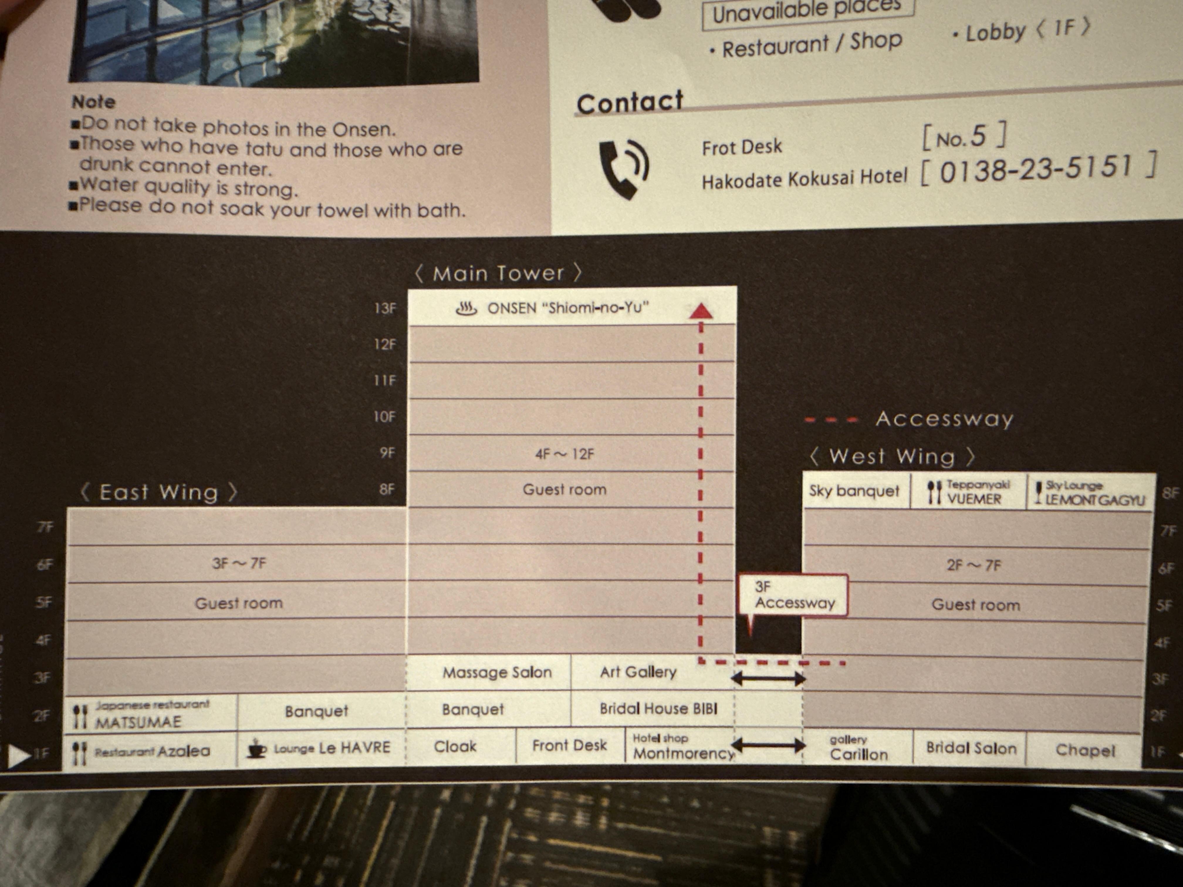 Provided map of the hotel 