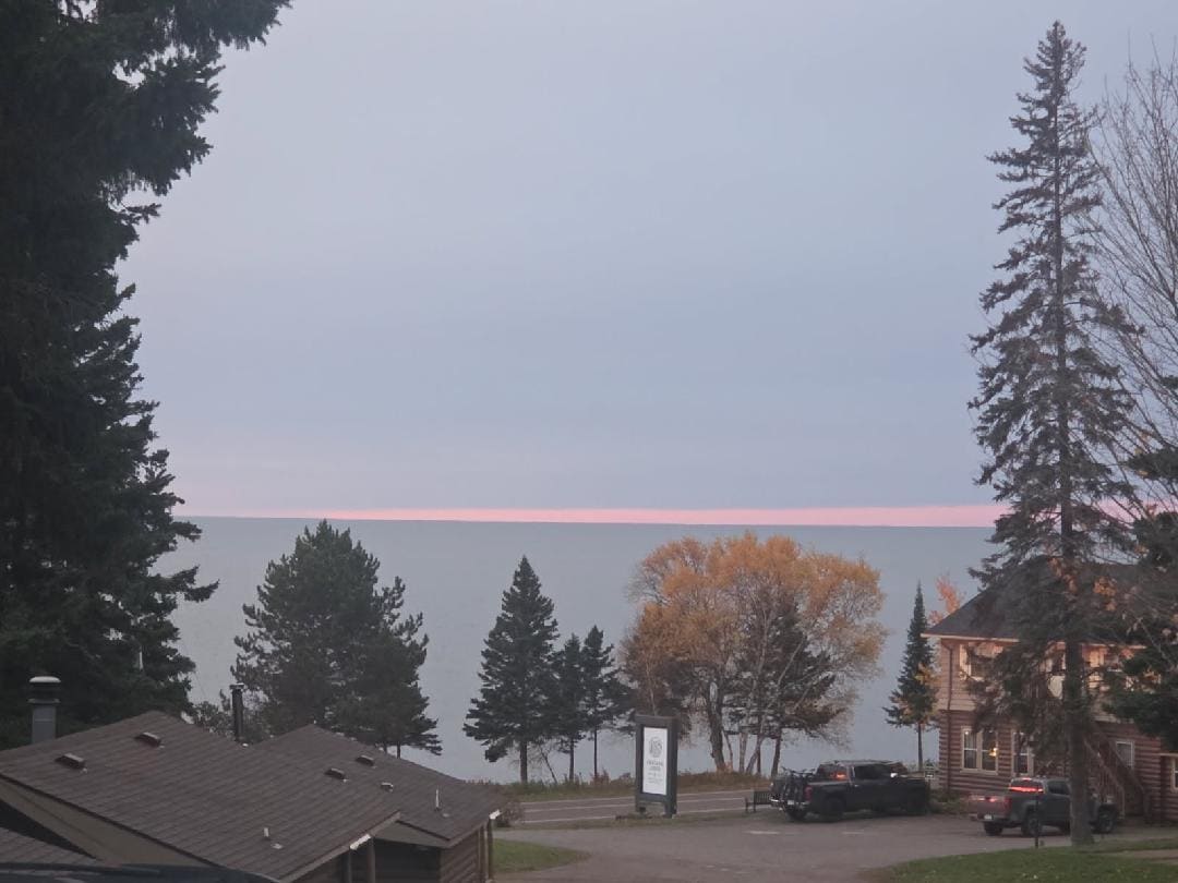 Sunrise from the porch of our cabin!