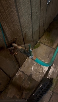 Leak from hose outside that sprayed into dining area