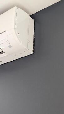 Dust caked on every AC unit and fan and light fixture