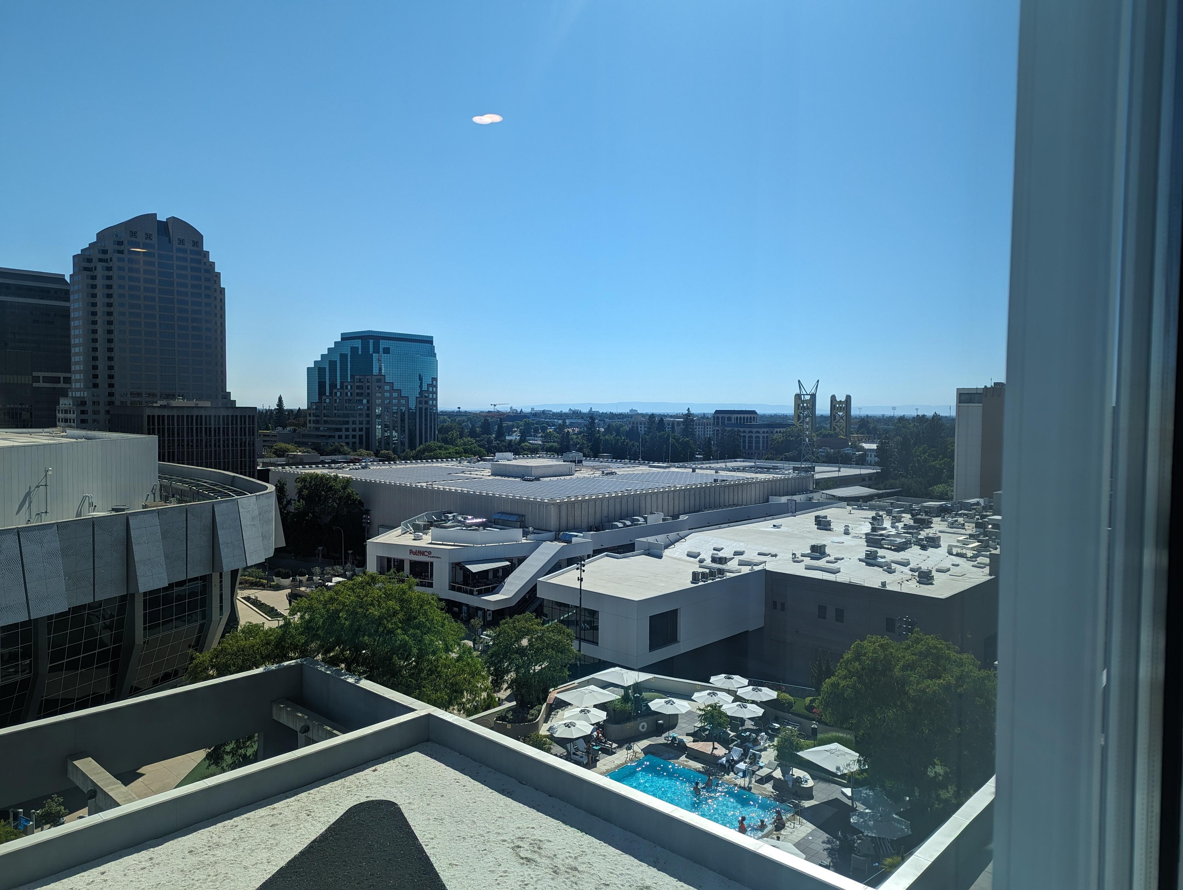 view of the roof top pool from our room