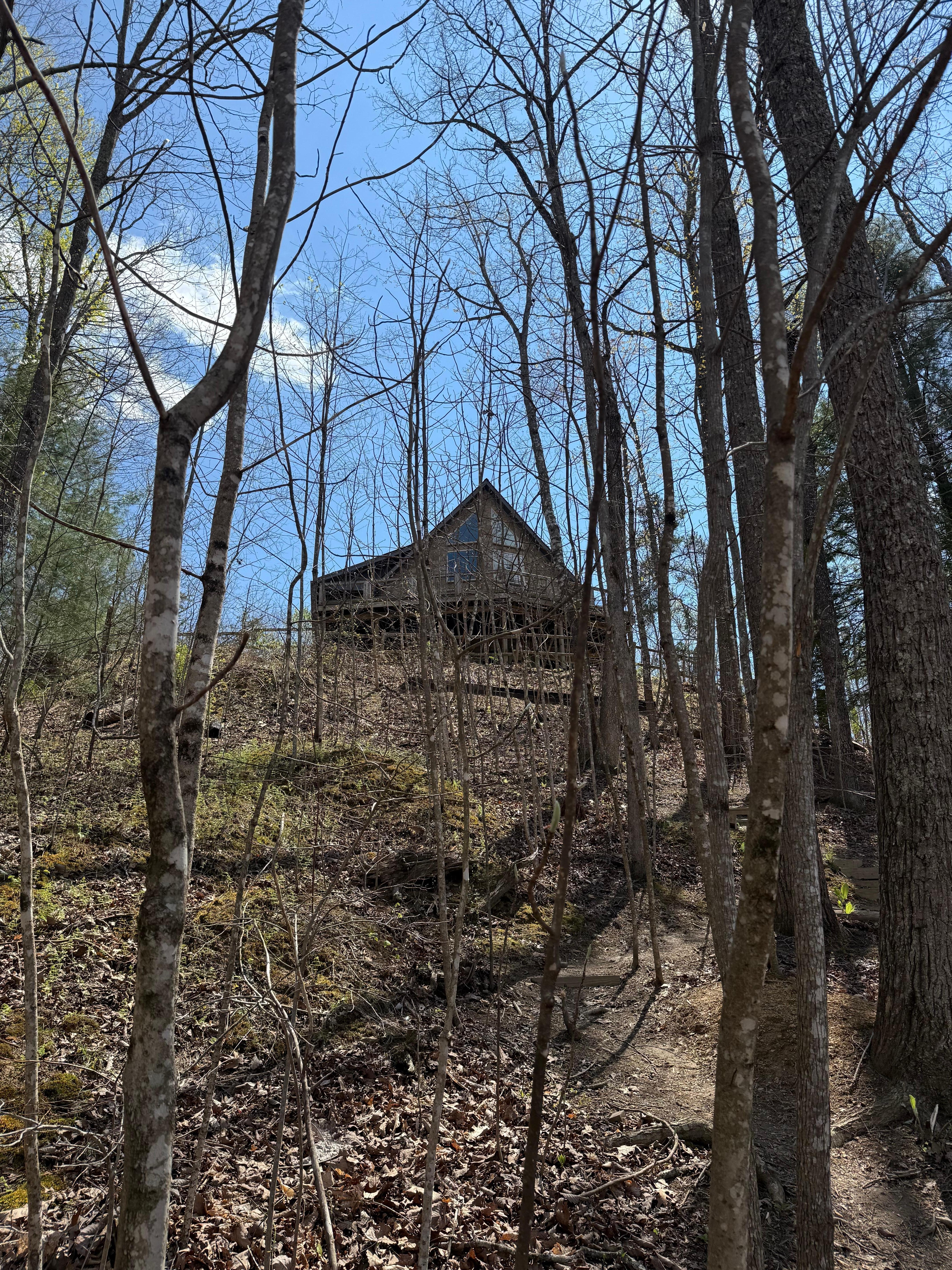 From dock. 75 yards from cabin. 