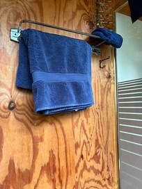 Bathroom towel bar and shower (r)