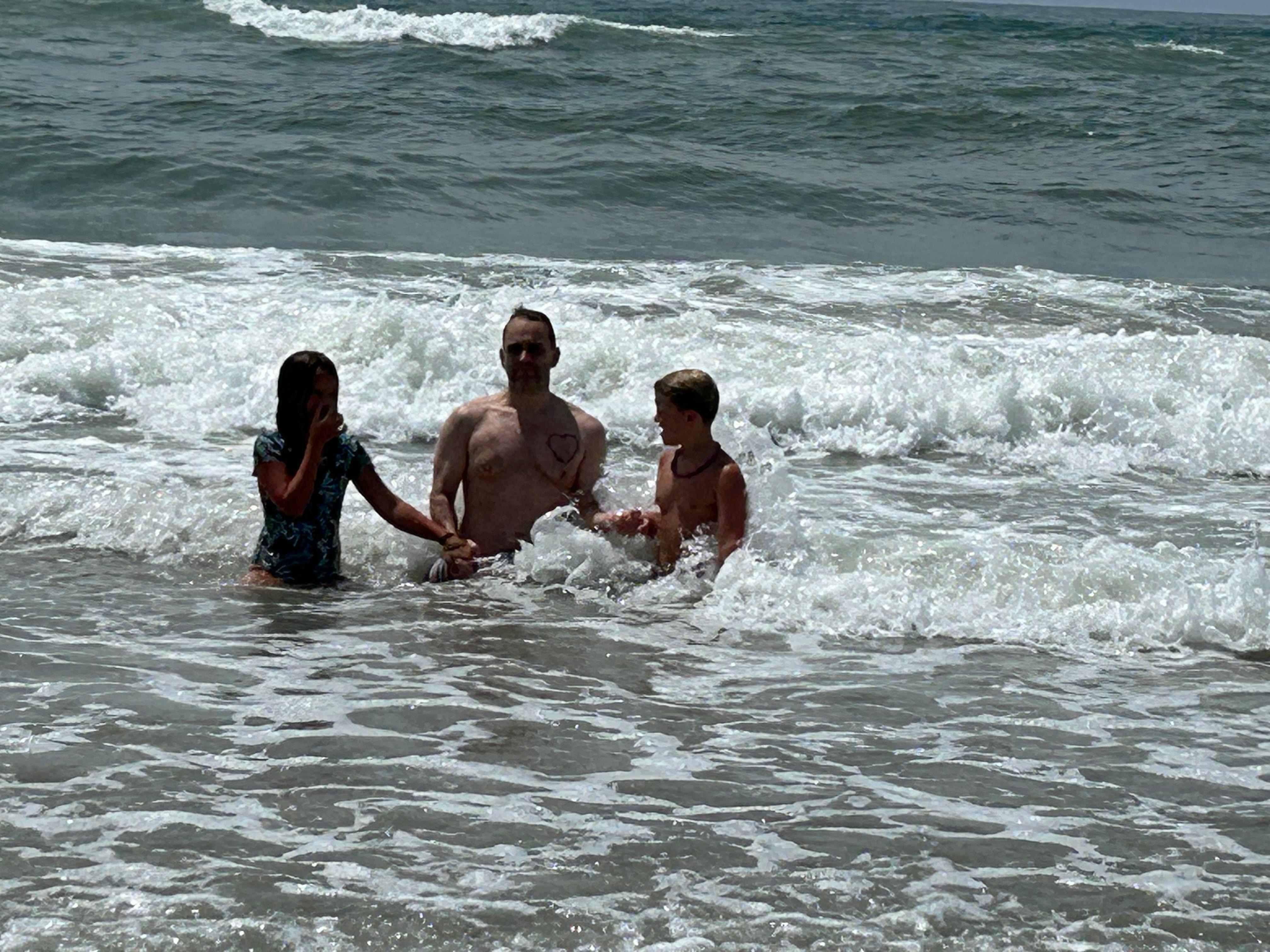 Adult son and 2 children 